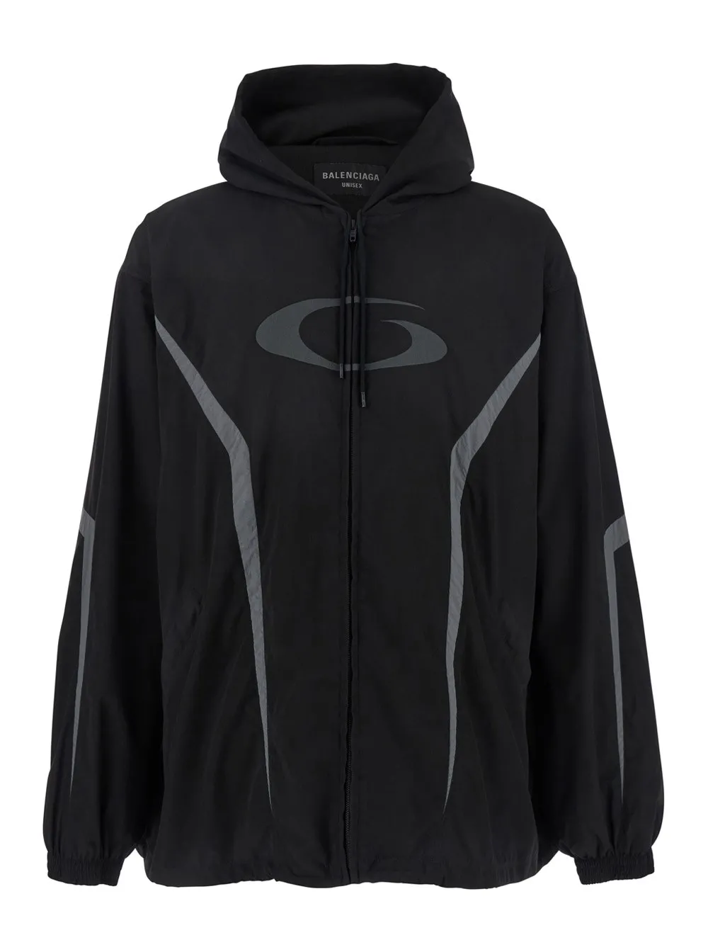 Schwarze Jacke "Loop Sports Icon" mit Motiv vorne aus technischem Stoff Herren