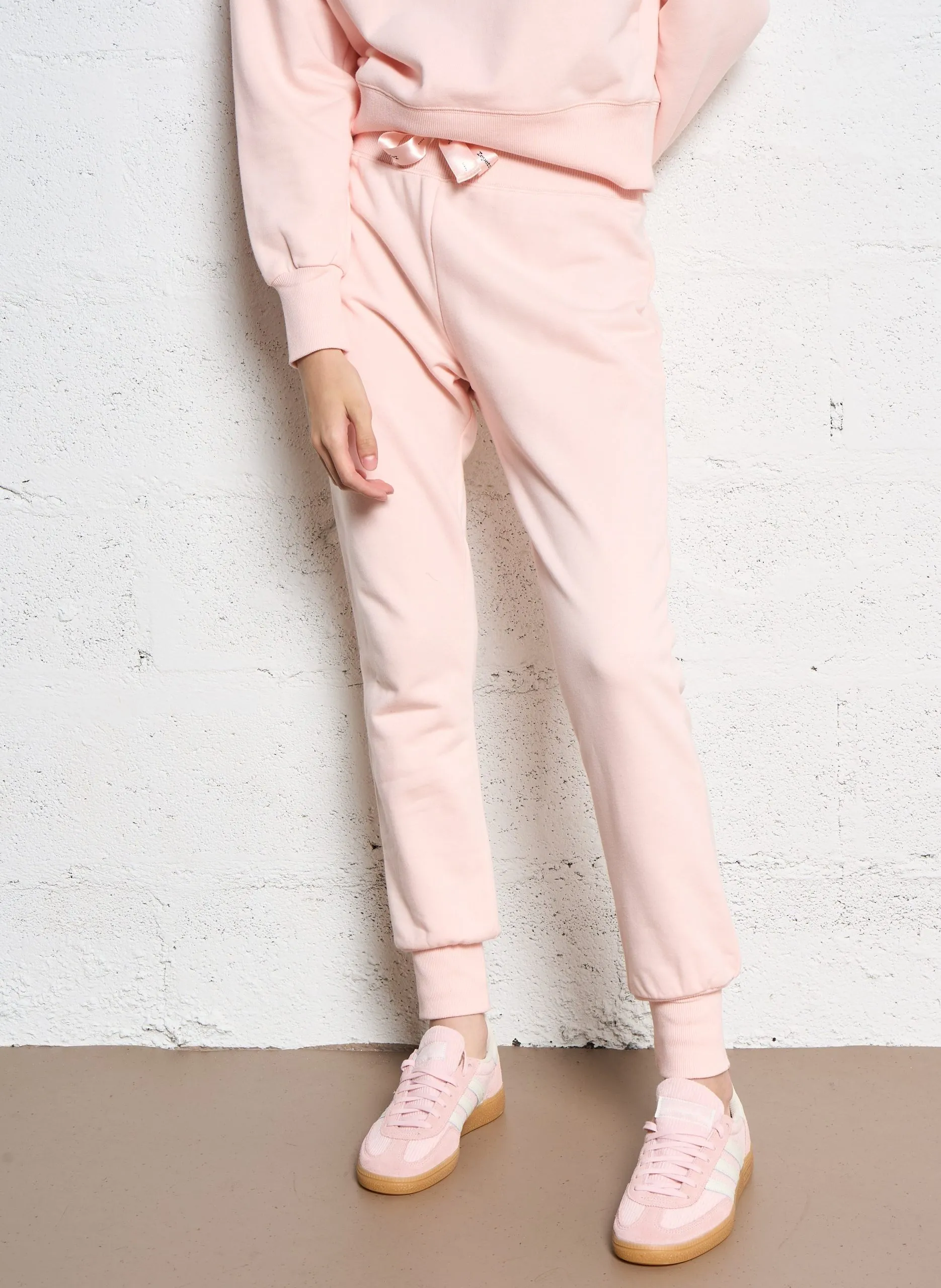 Figurbetonte Jogginghose aus Sweatstoff mit hohem Bund Rosa