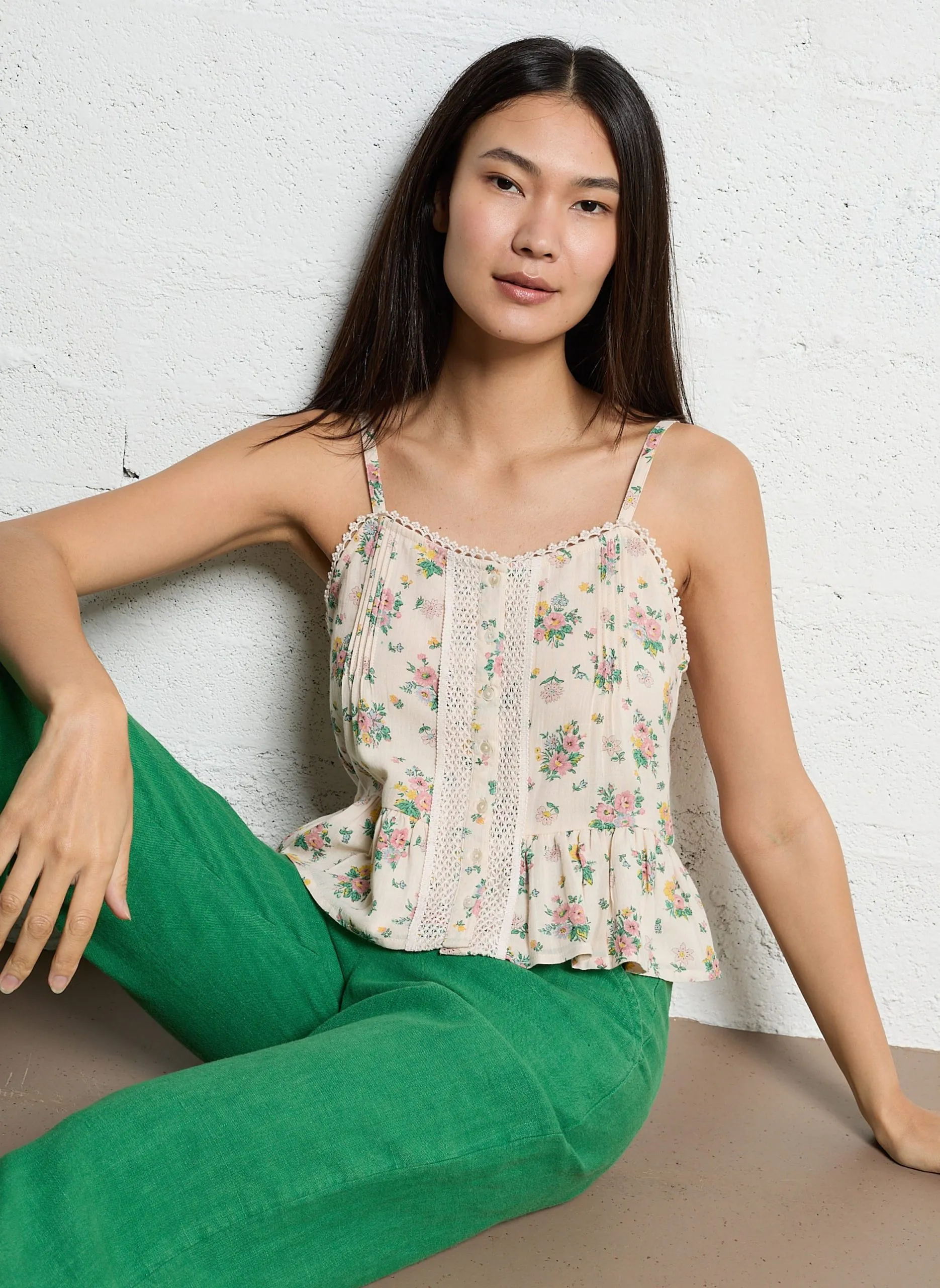 Bedrucktes Tanktop aus Baumwolle Mehrfarbig