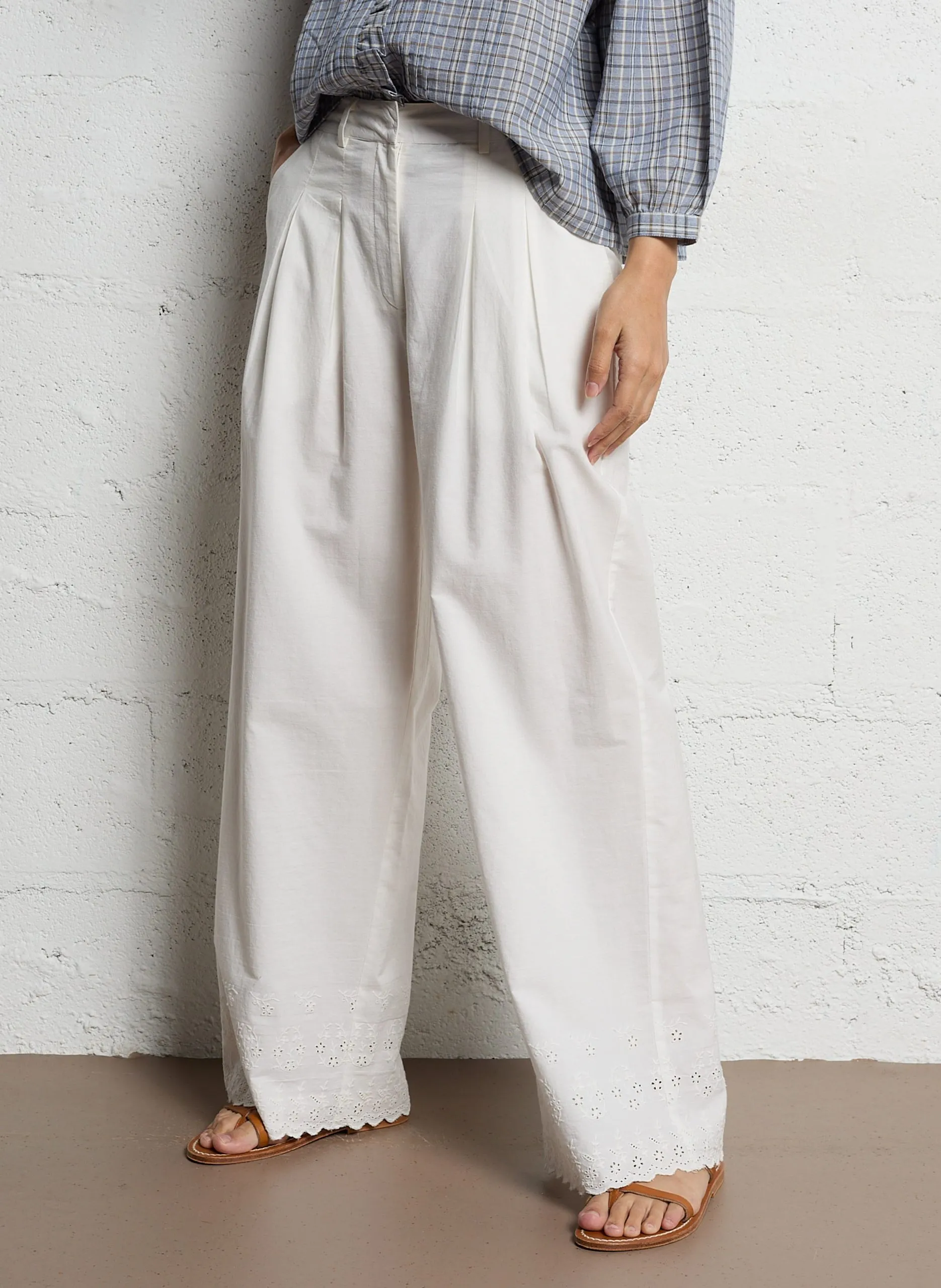 Weit geschnittene Jeans Weiss