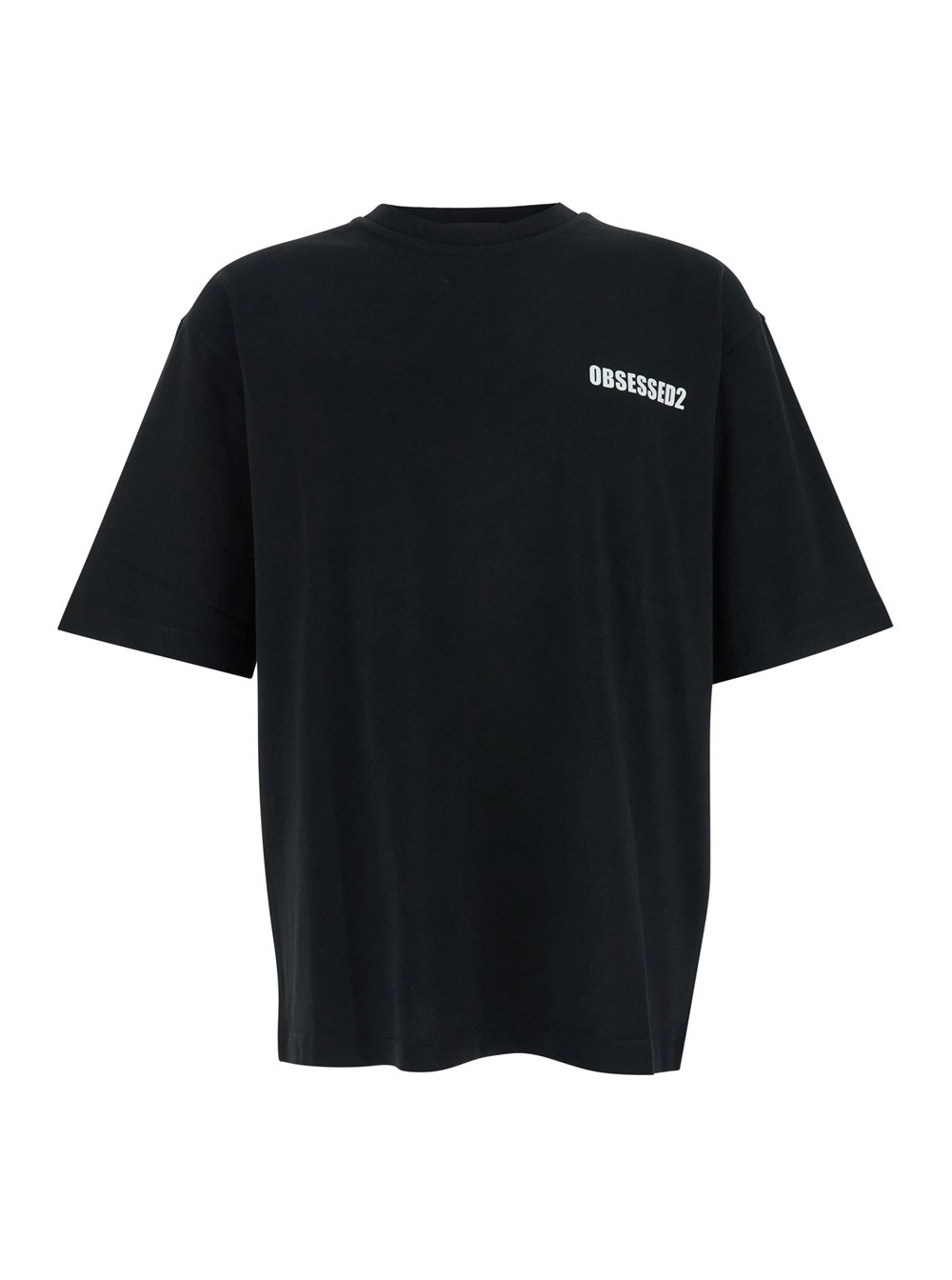 Schwarzes T-Shirt mit Logo auf der Vorderseite aus Baumwolle Herren