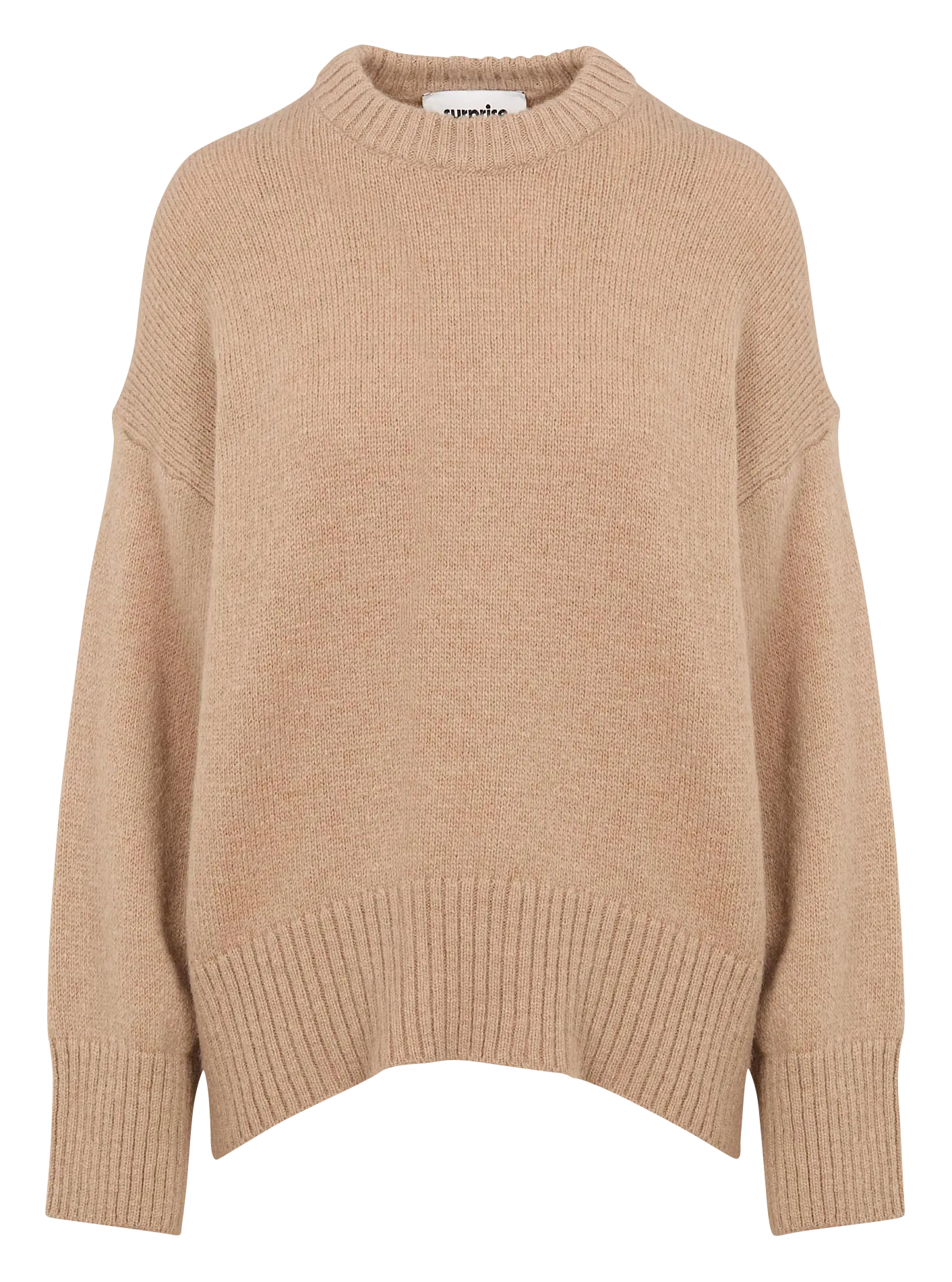 Weiter Rundhalspullover aus Mohair-Mix Braun MARTHA