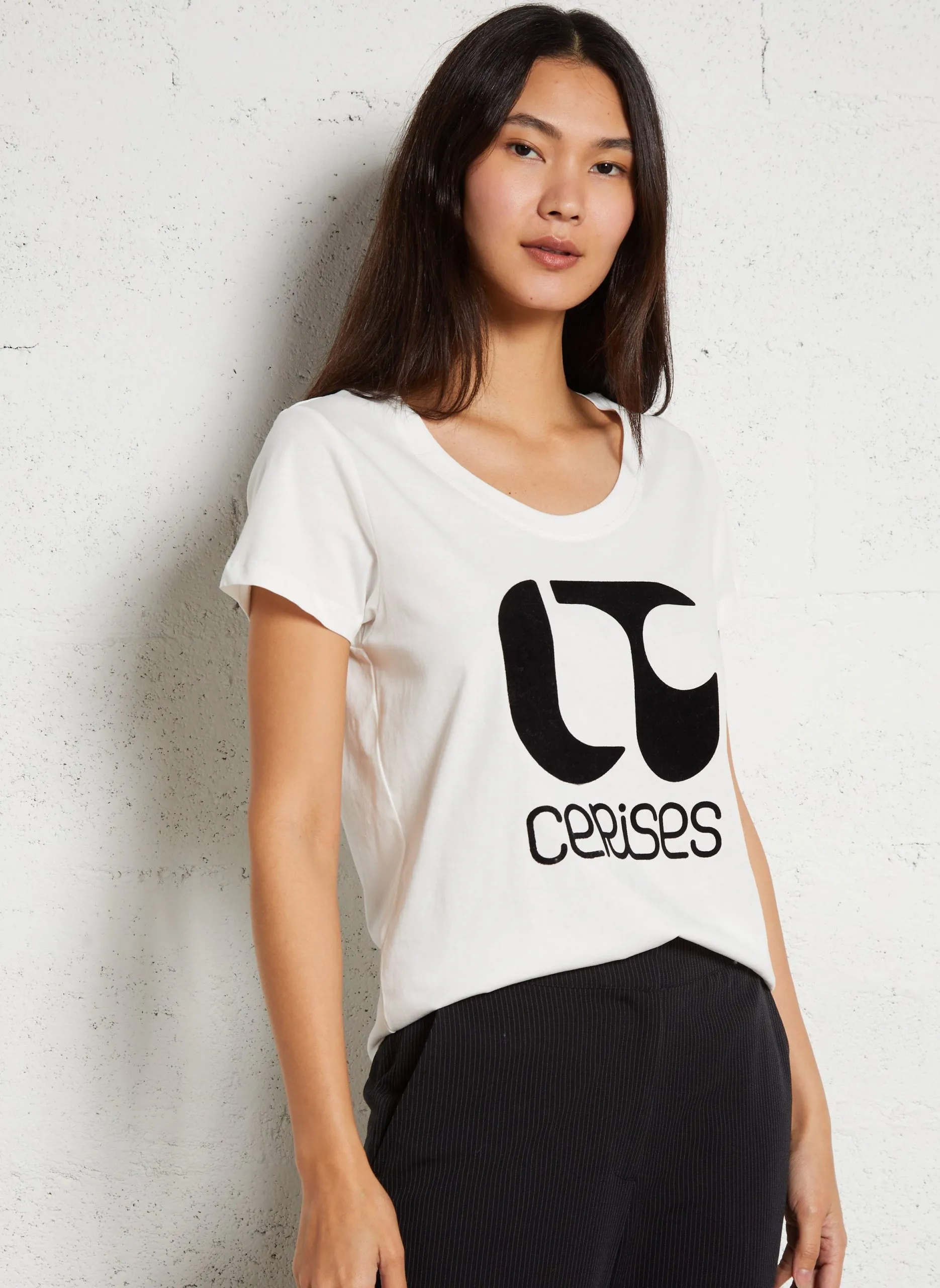 T-Shirt mit kurzen Ärmeln und Druck Weiss TAOLO