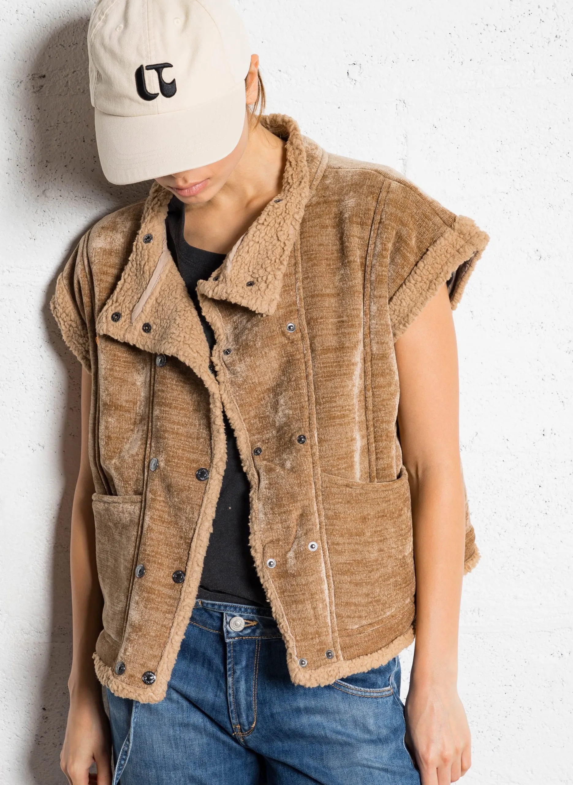 Weste in Schaffell-Optik Braun FUJI