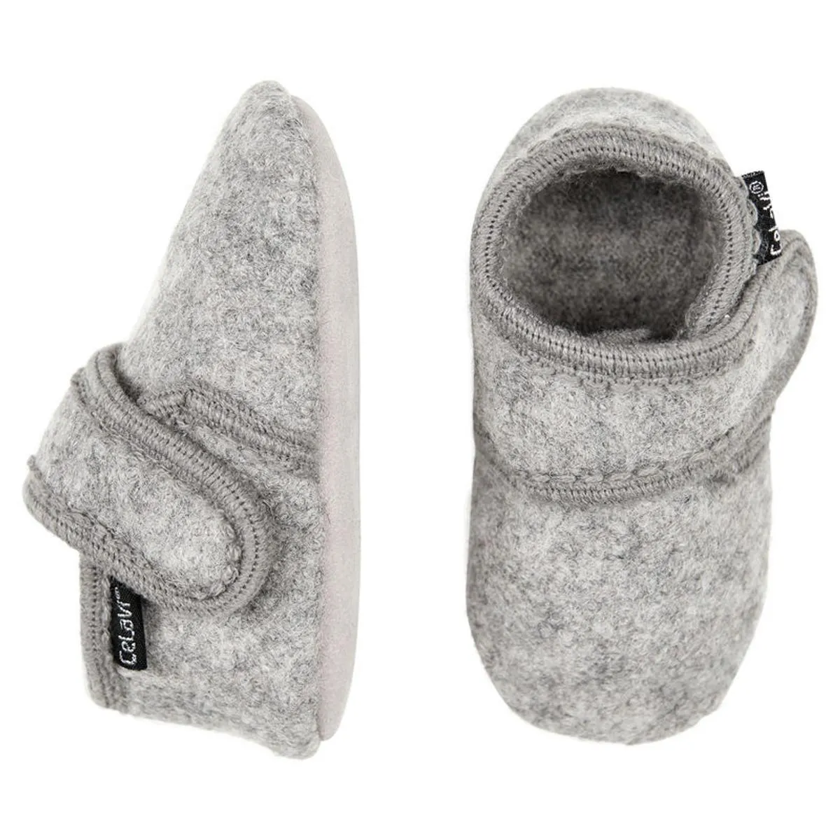 Wollschuhe mit Klettverschluss, graumelange