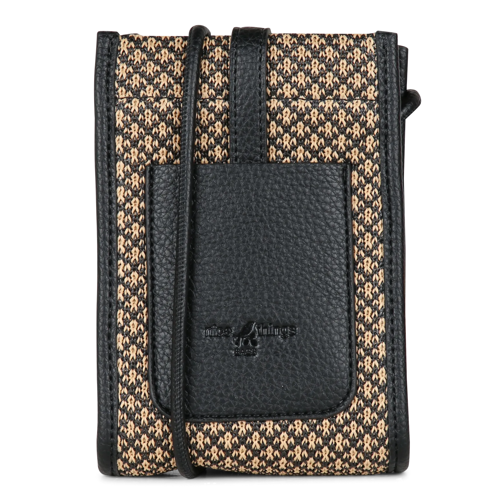 Strohbeutel mit hohem Schulterriemen Schwarz