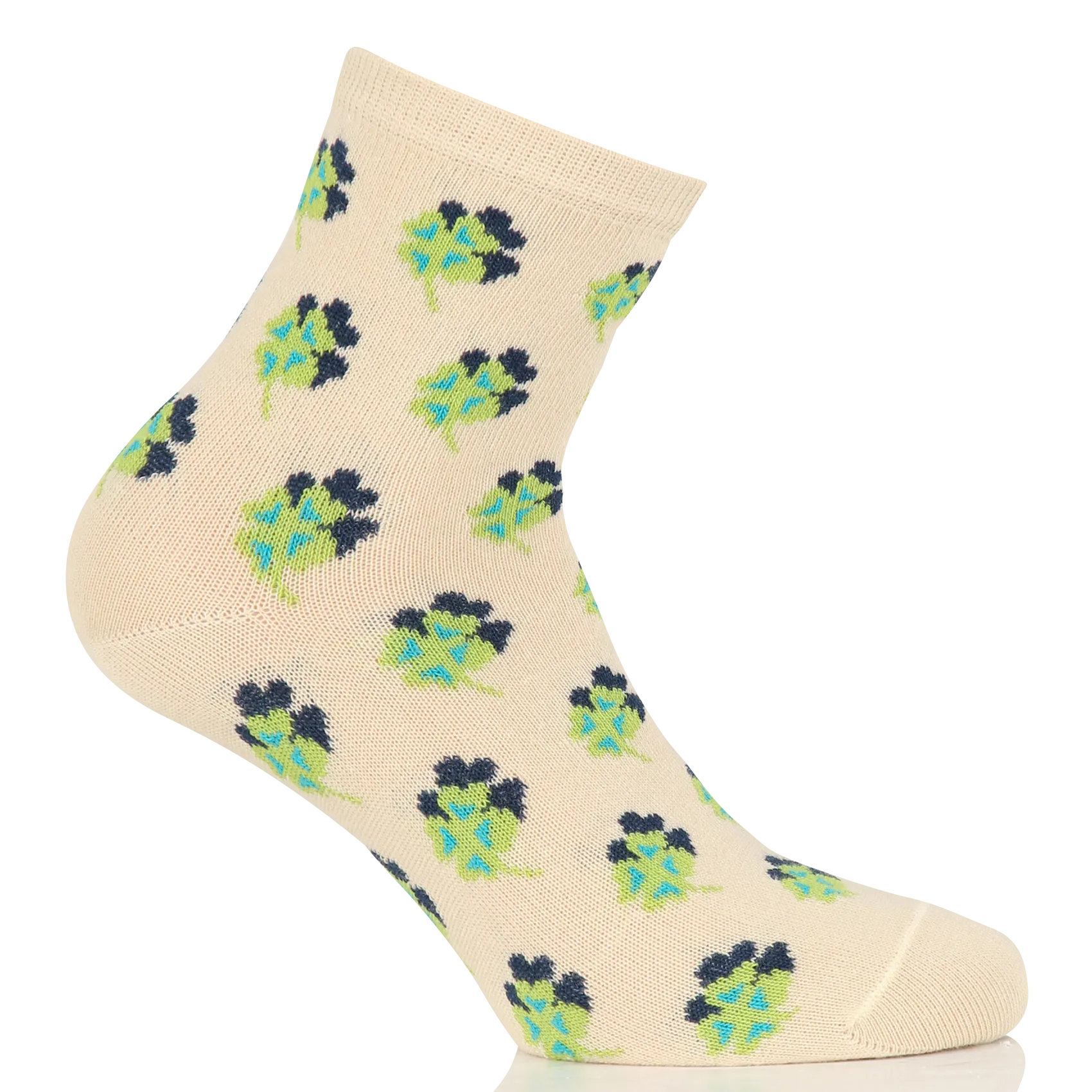 Socken mit Kleeblattmuster Beige
