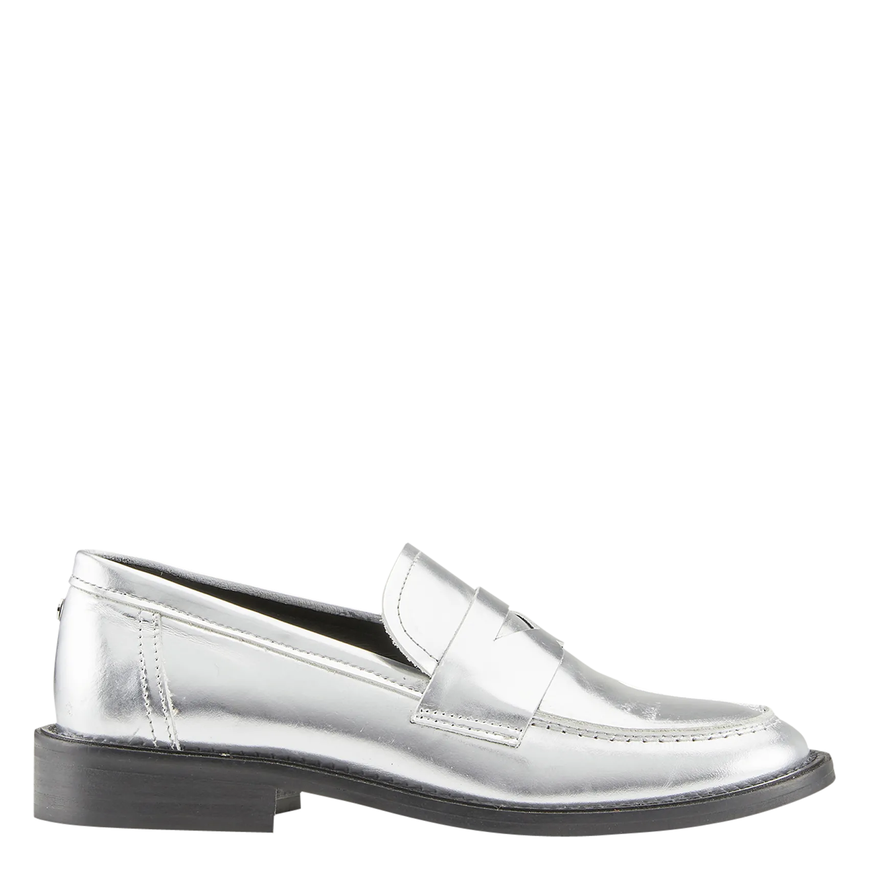 Leder-Mokassins in Metallic-Optik Silber PALMA