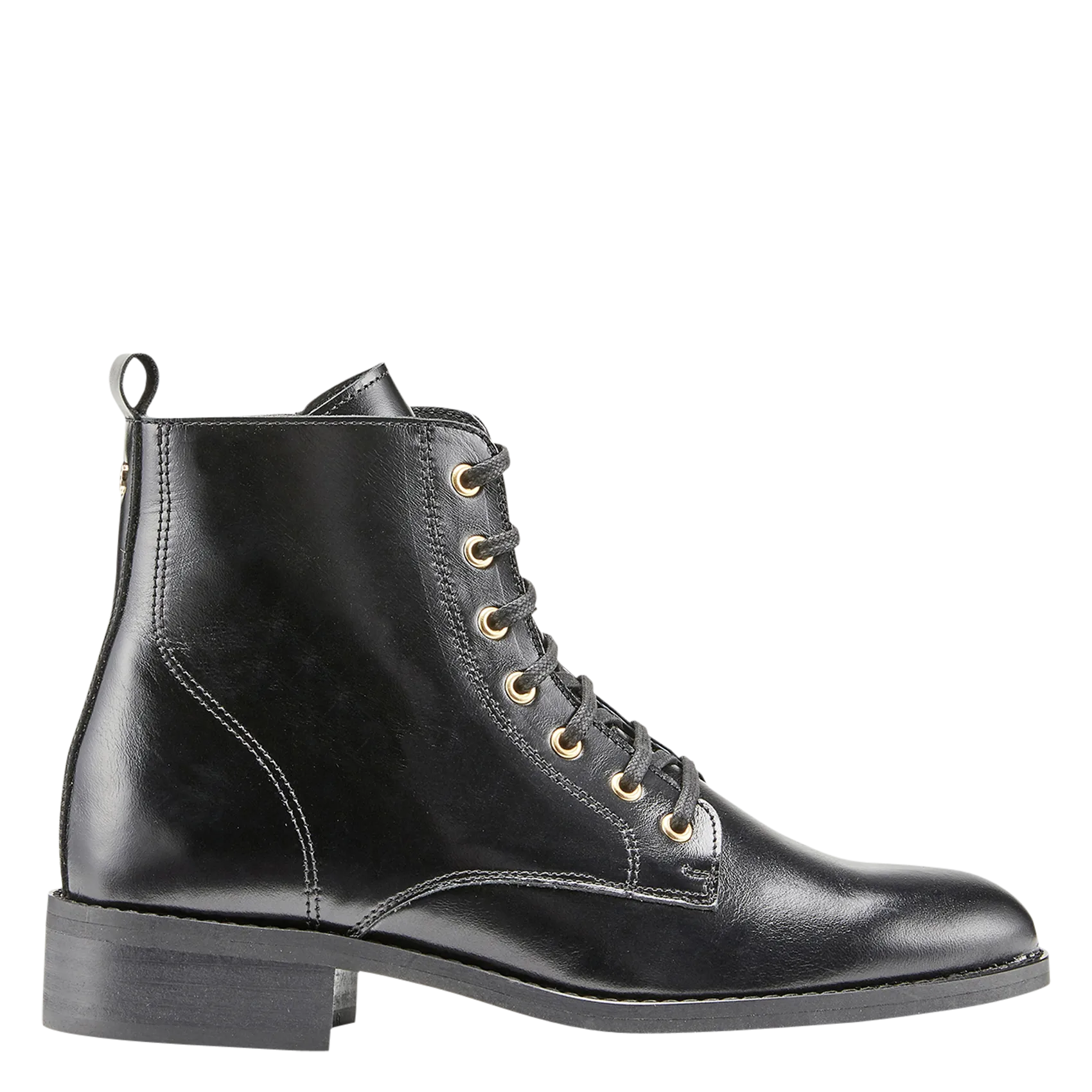Flache Lackleder-Stiefeletten Schwarz FIBI2