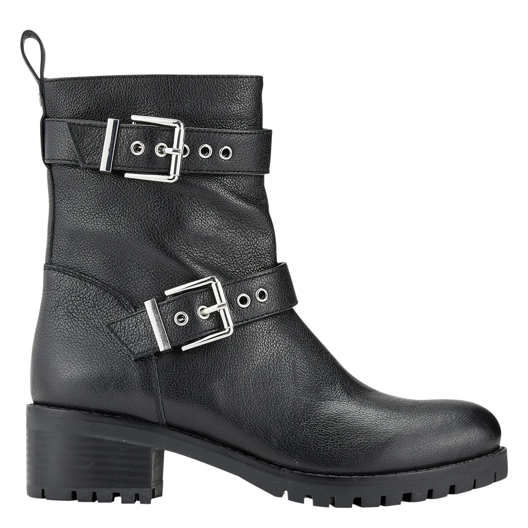 Lederstiefeletten mit Profilsohle Schwarz DANAE