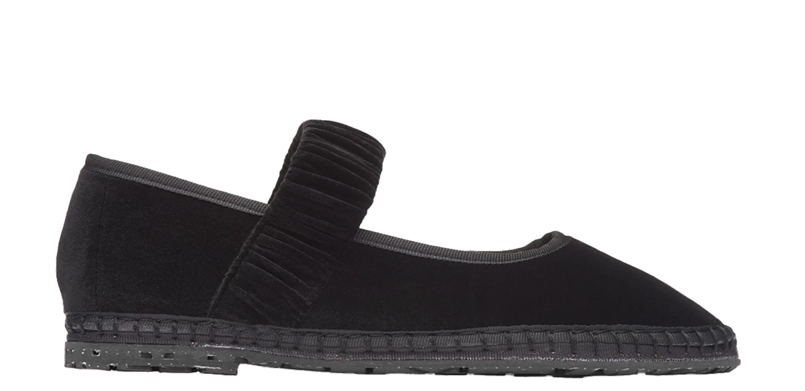 Ballerinas mit Baumwollveloursriemen Schwarz MAFALDA ANTONIA