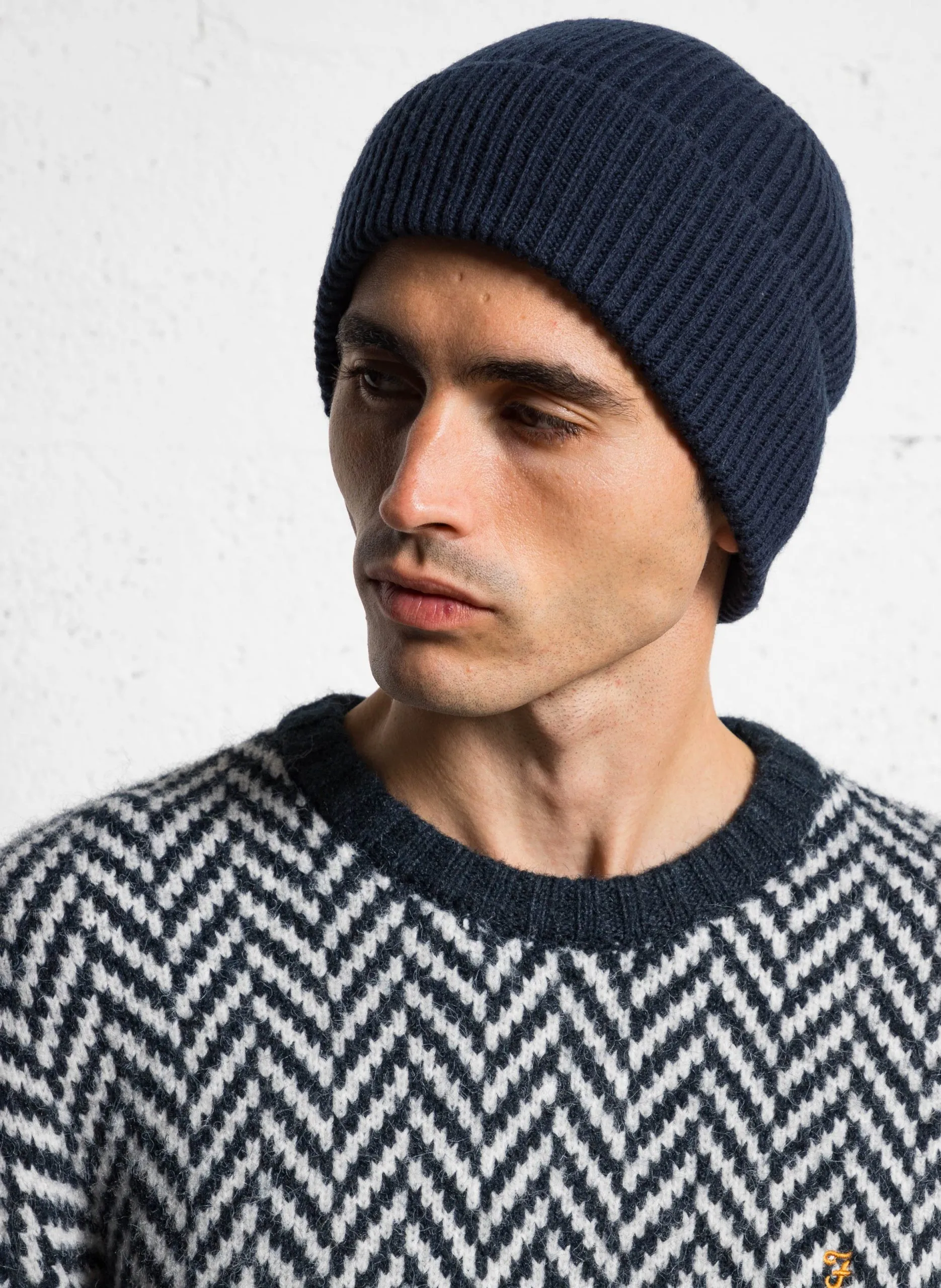 Gerippte Wollmütze Blau MASON