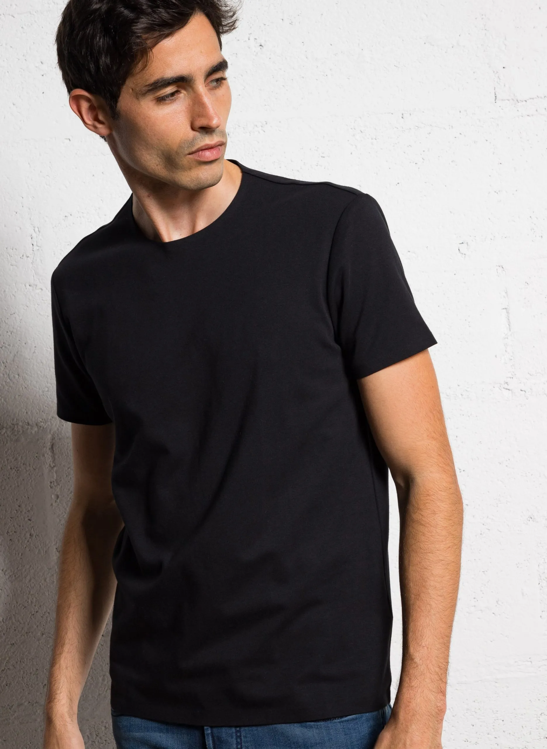 Rollkragenpullover aus Baumwollgemisch Schwarz