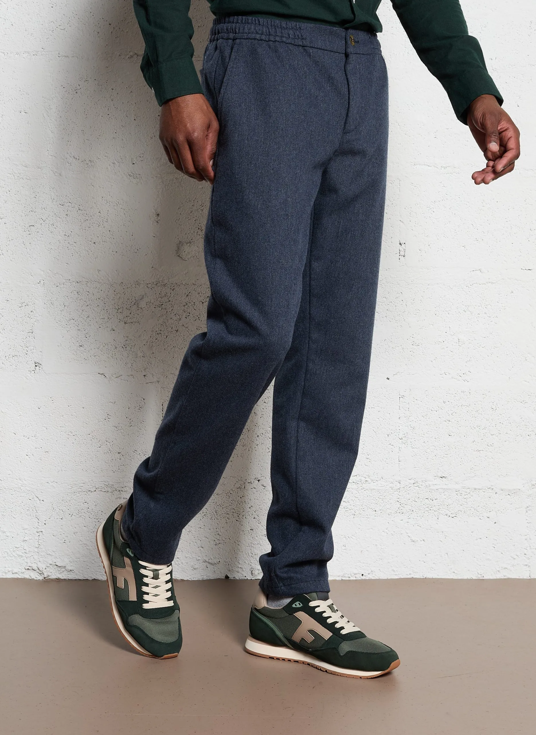 Gerade geschnittene Hose - Woll-Mix Blau DREUILLE