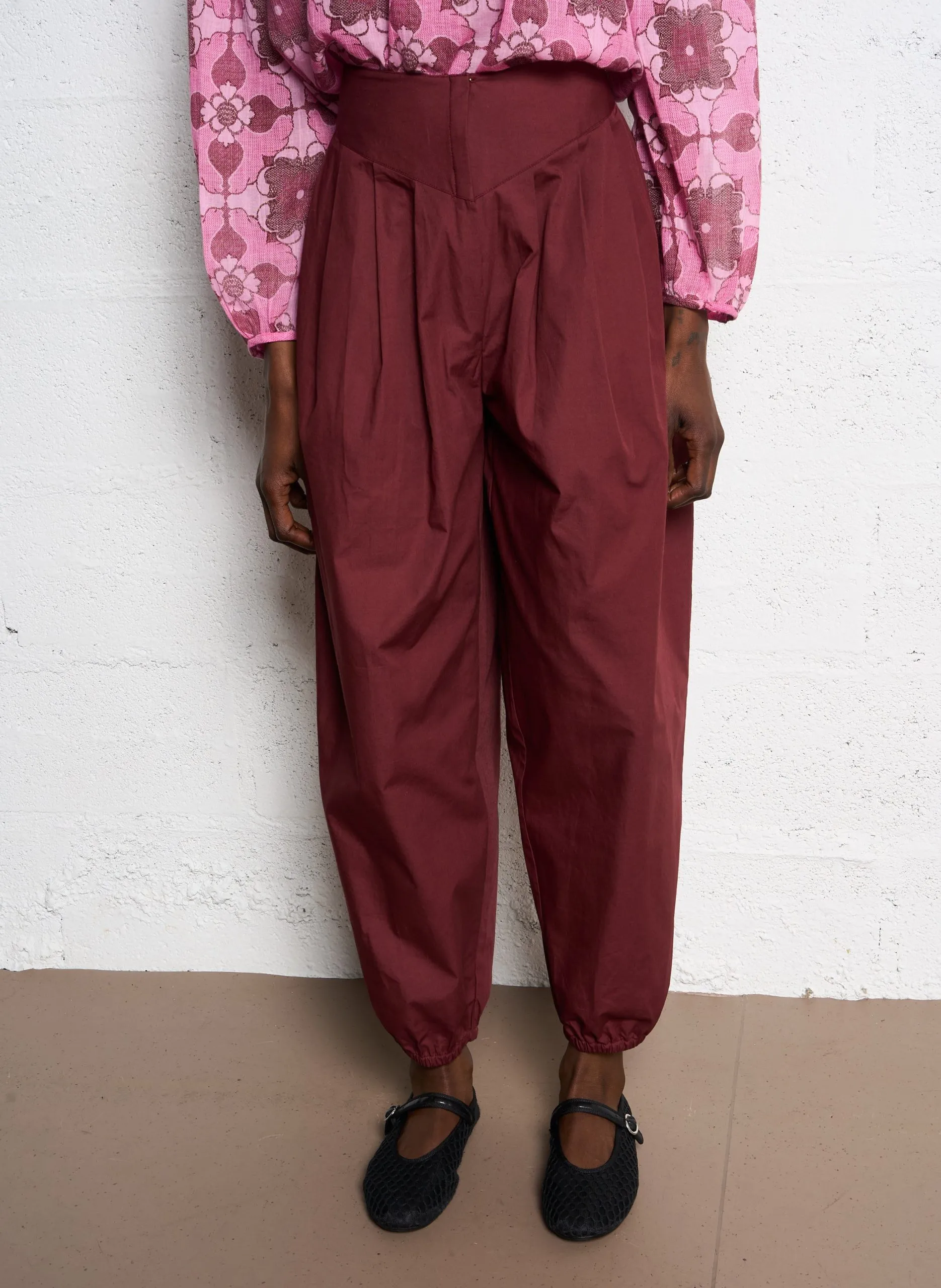 Plissierte Baumwollharemshose Rot PAM