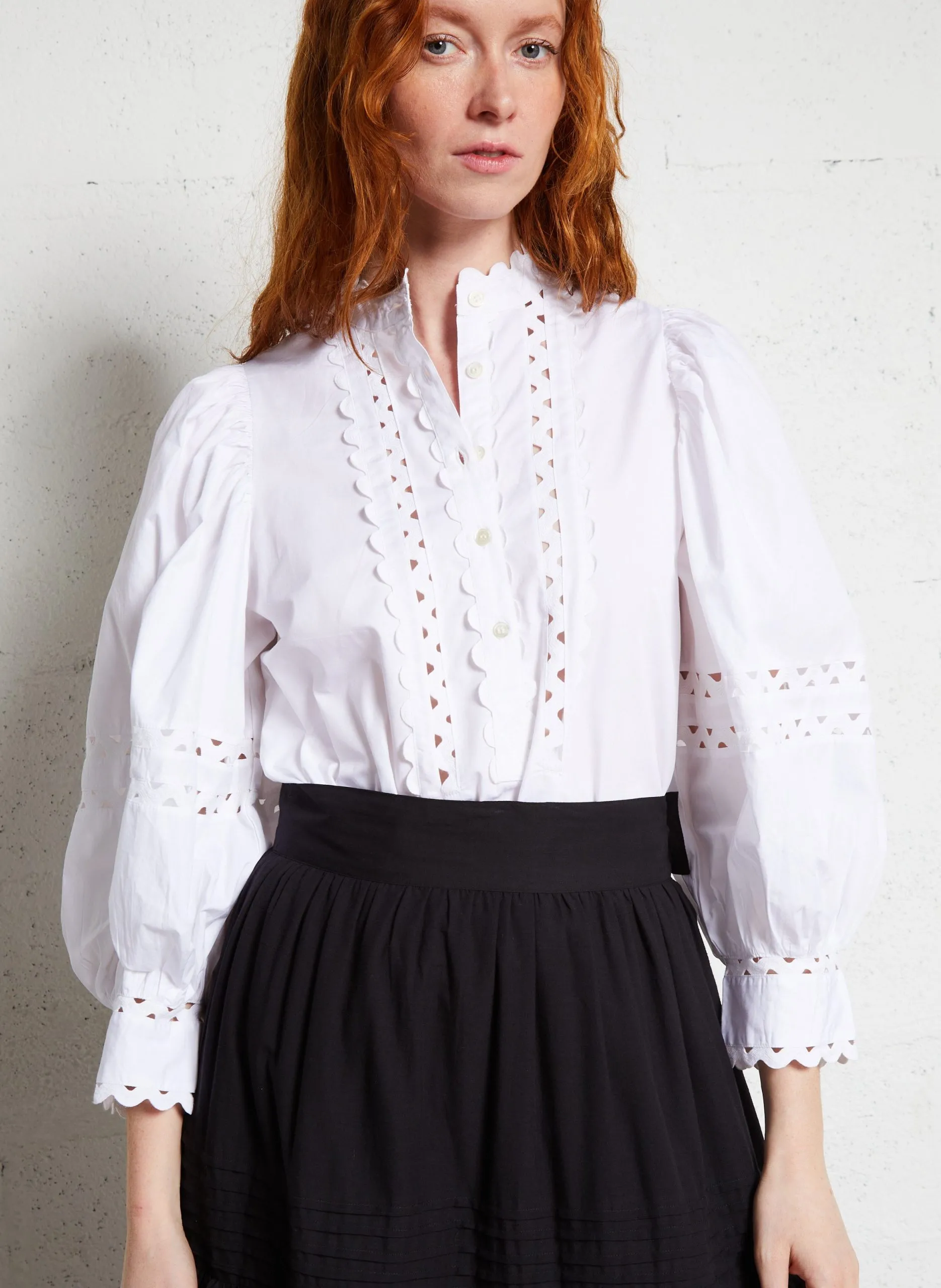 Bluse mit Baumwolldetails Weiss ROMIE