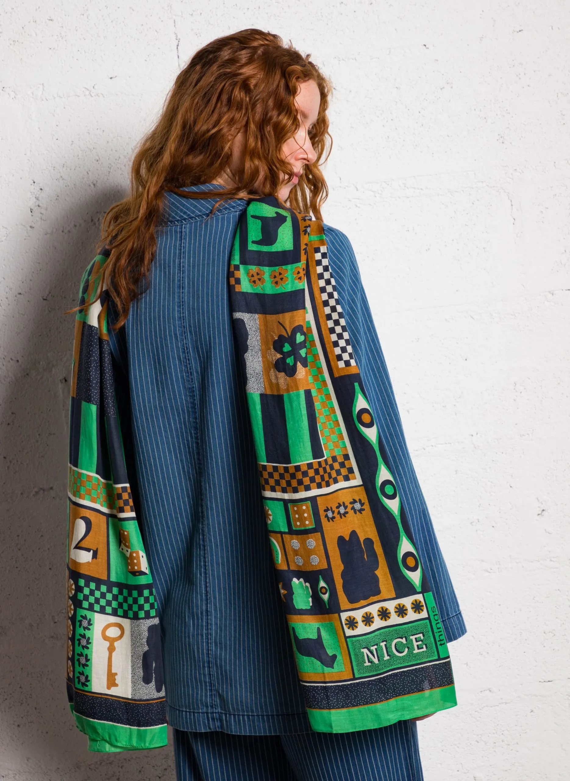 Großer bedruckter Schal Grun