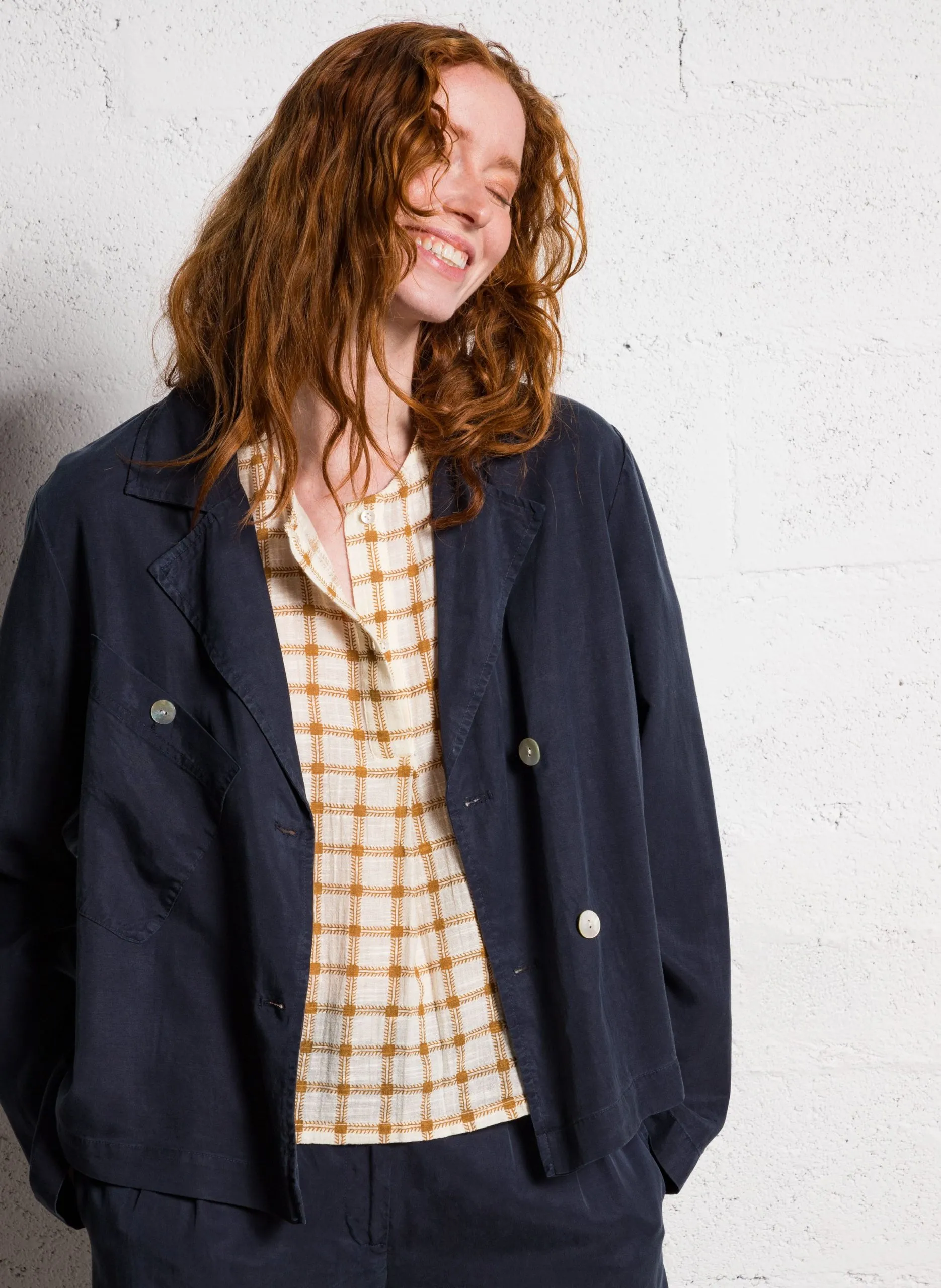 Bluse mit Reverskragen Blau