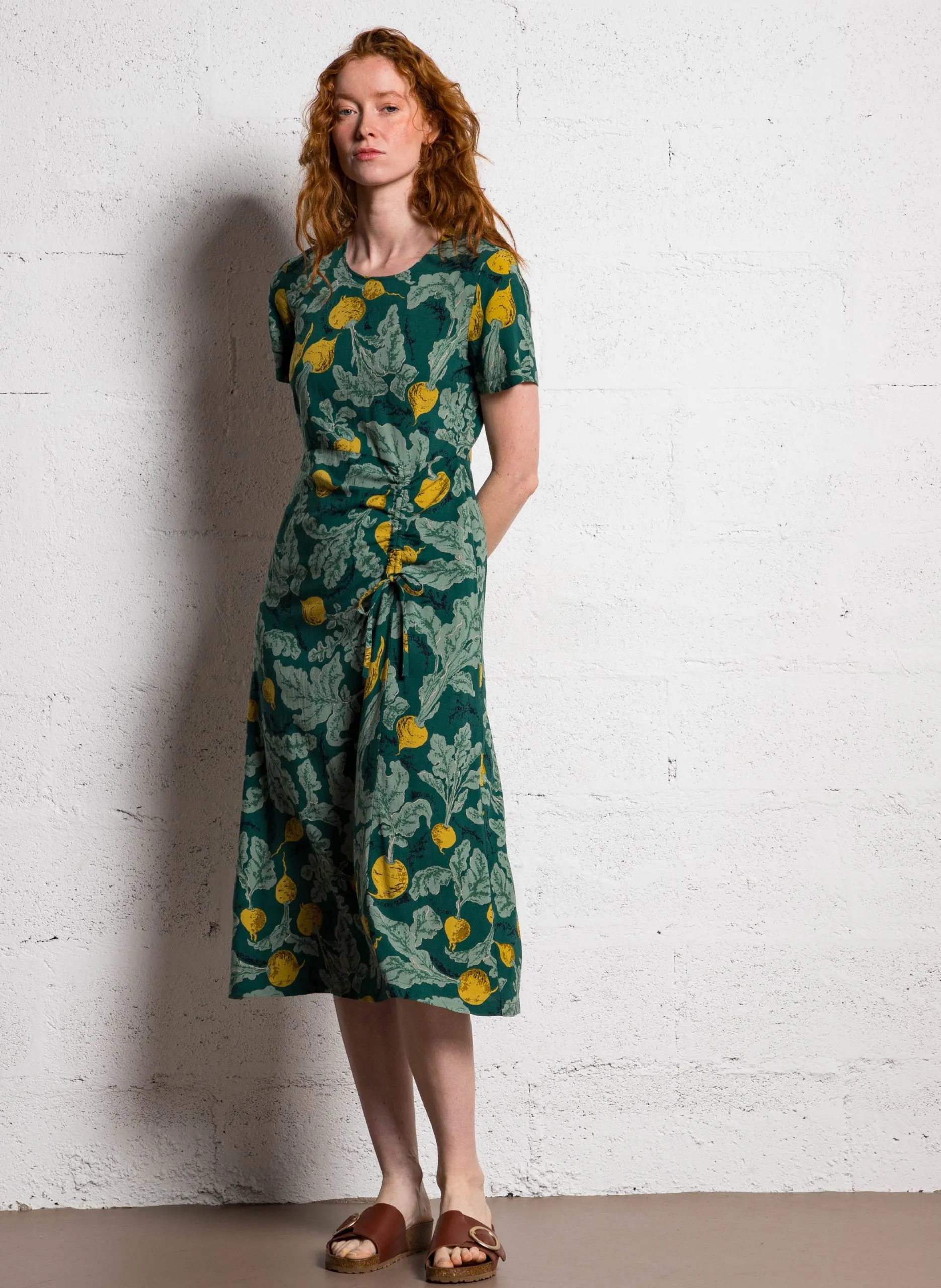 Bedrucktes Midikleid mit Rundhalsausschnitt Grun