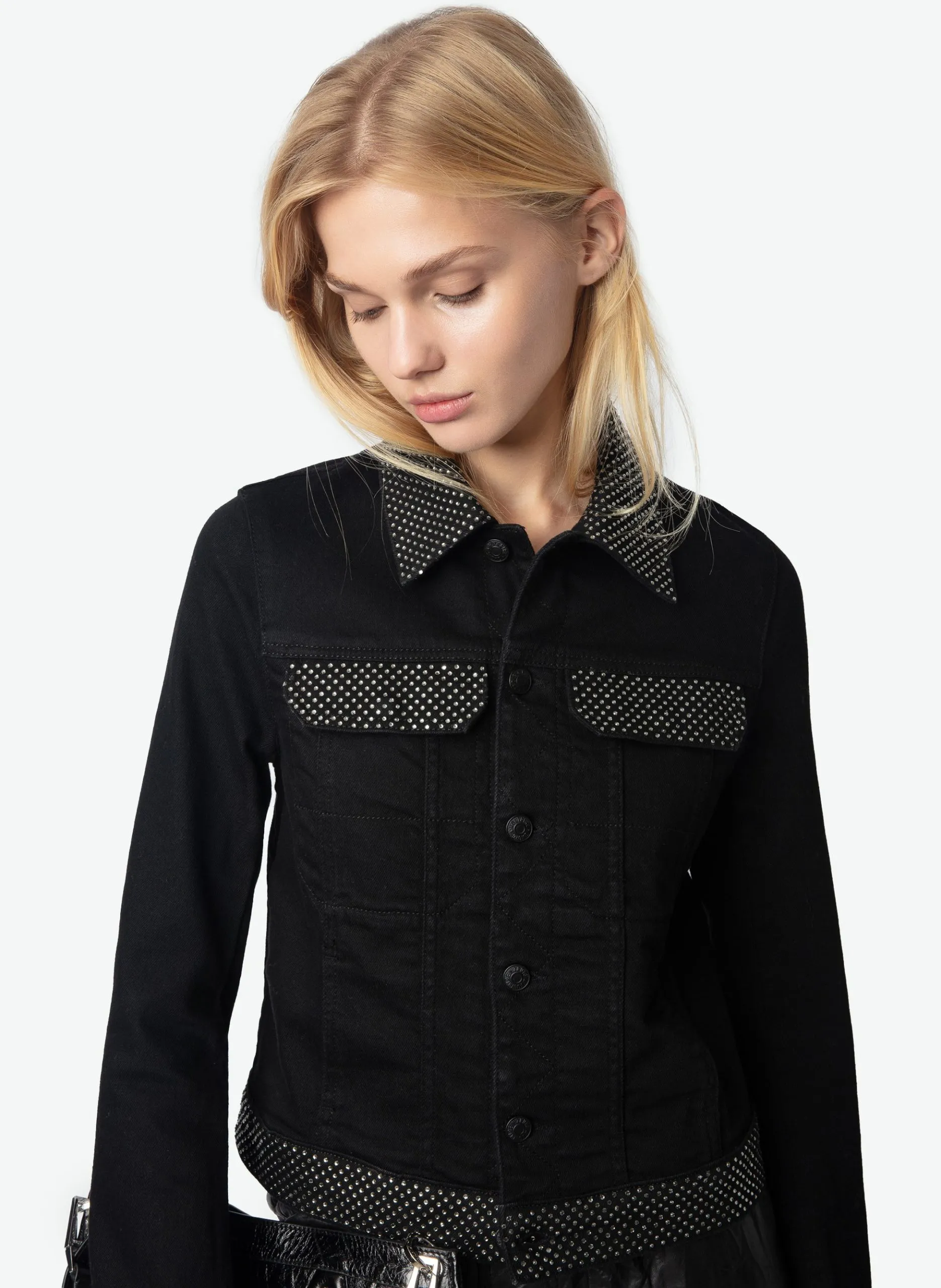 Strass-Baumwolljacke Schwarz KIOKY