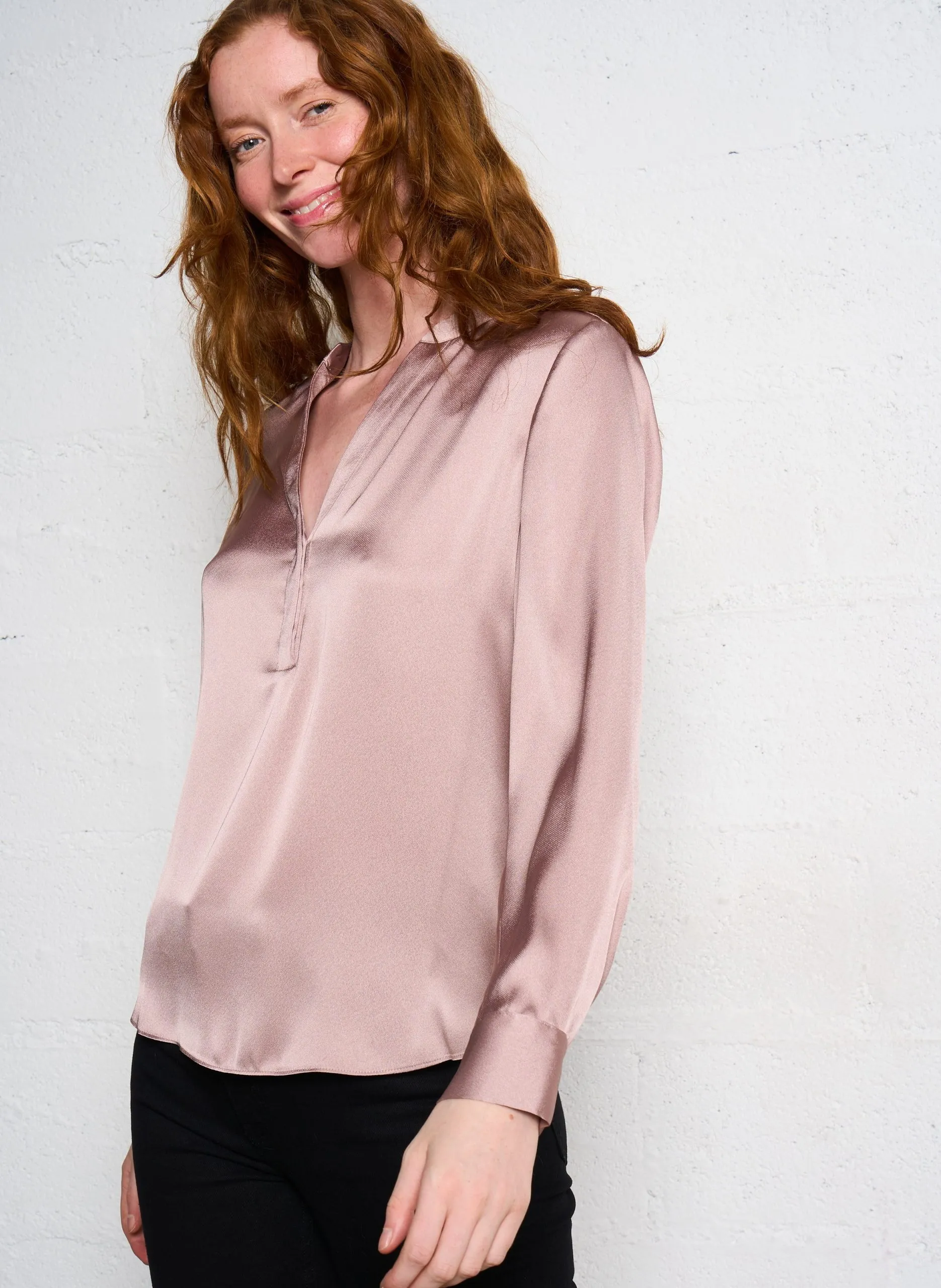 Bluse mit Tunika-Kragen Rosa MARIE