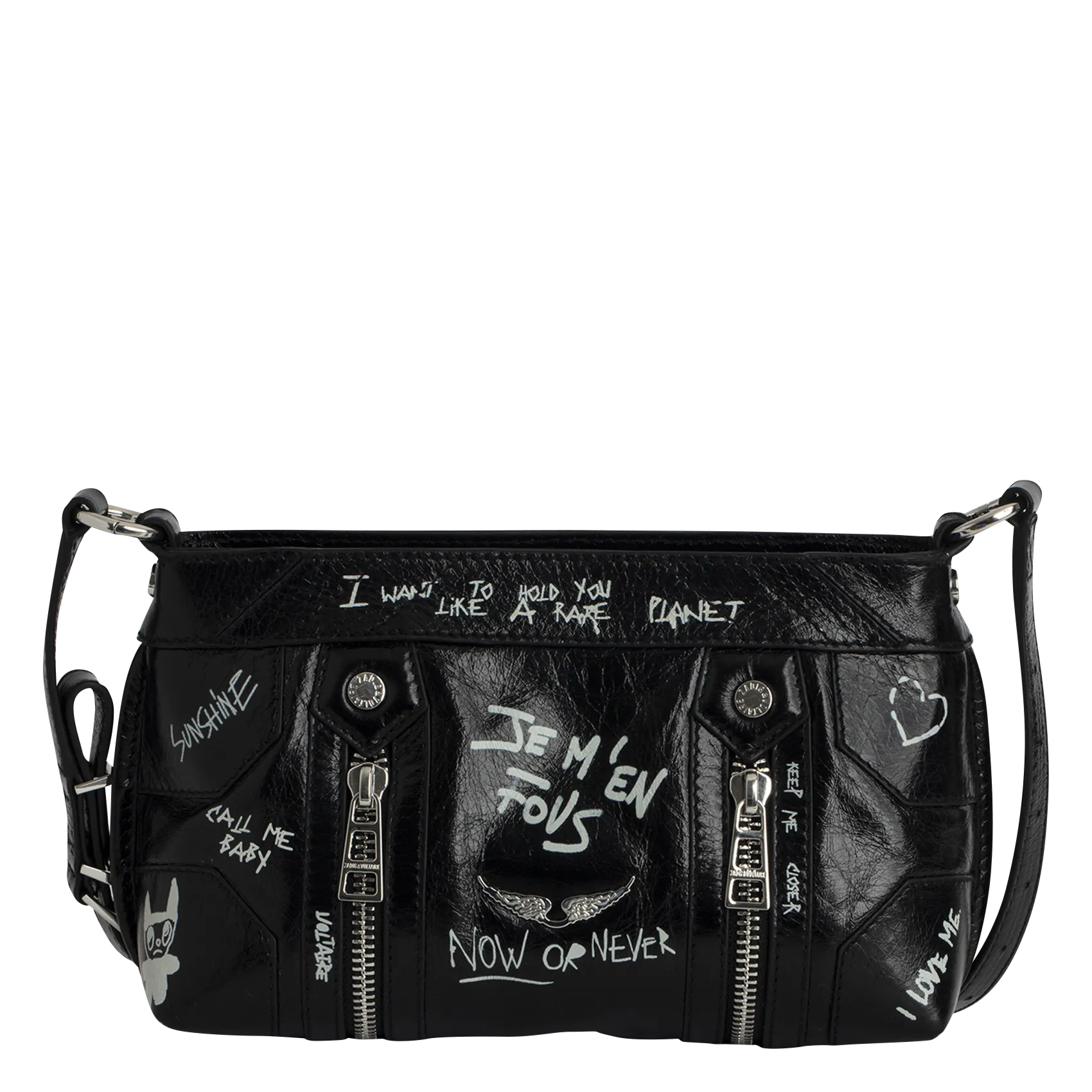 Umhängetasche aus Lackleder Schwarz SUNNY MOOD