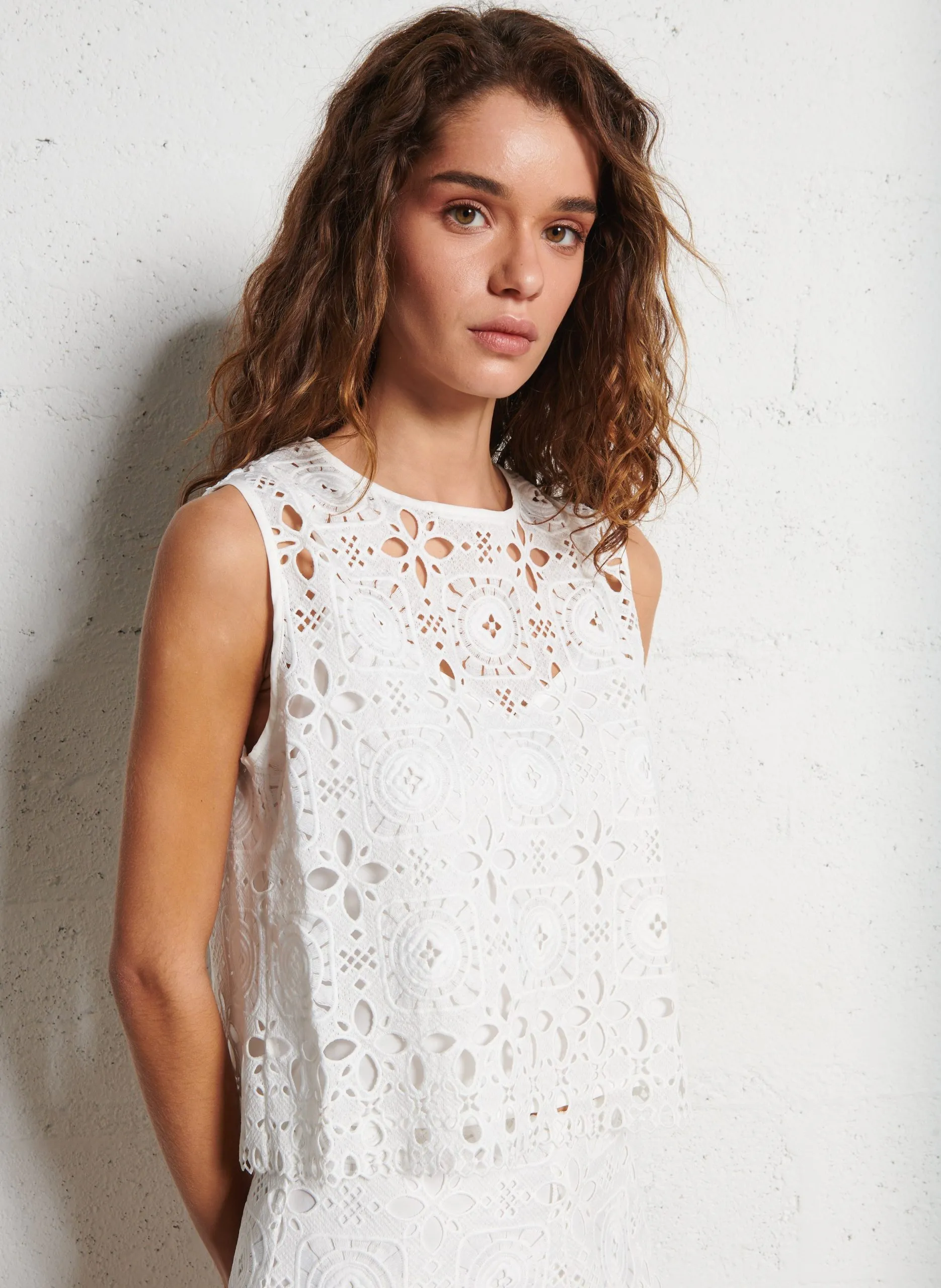 Aimee - Plumetis-Oberteil Beige LISA