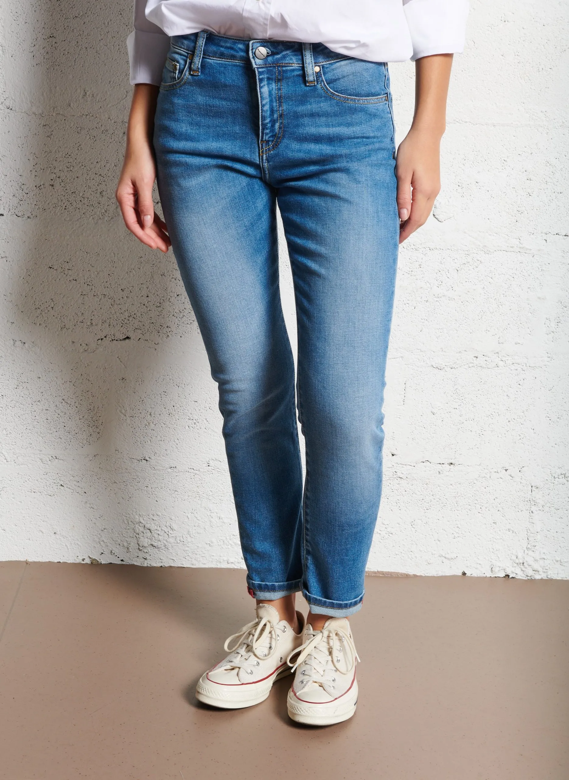 High Waist Slim Fit Jeans Blau CRYSTAL