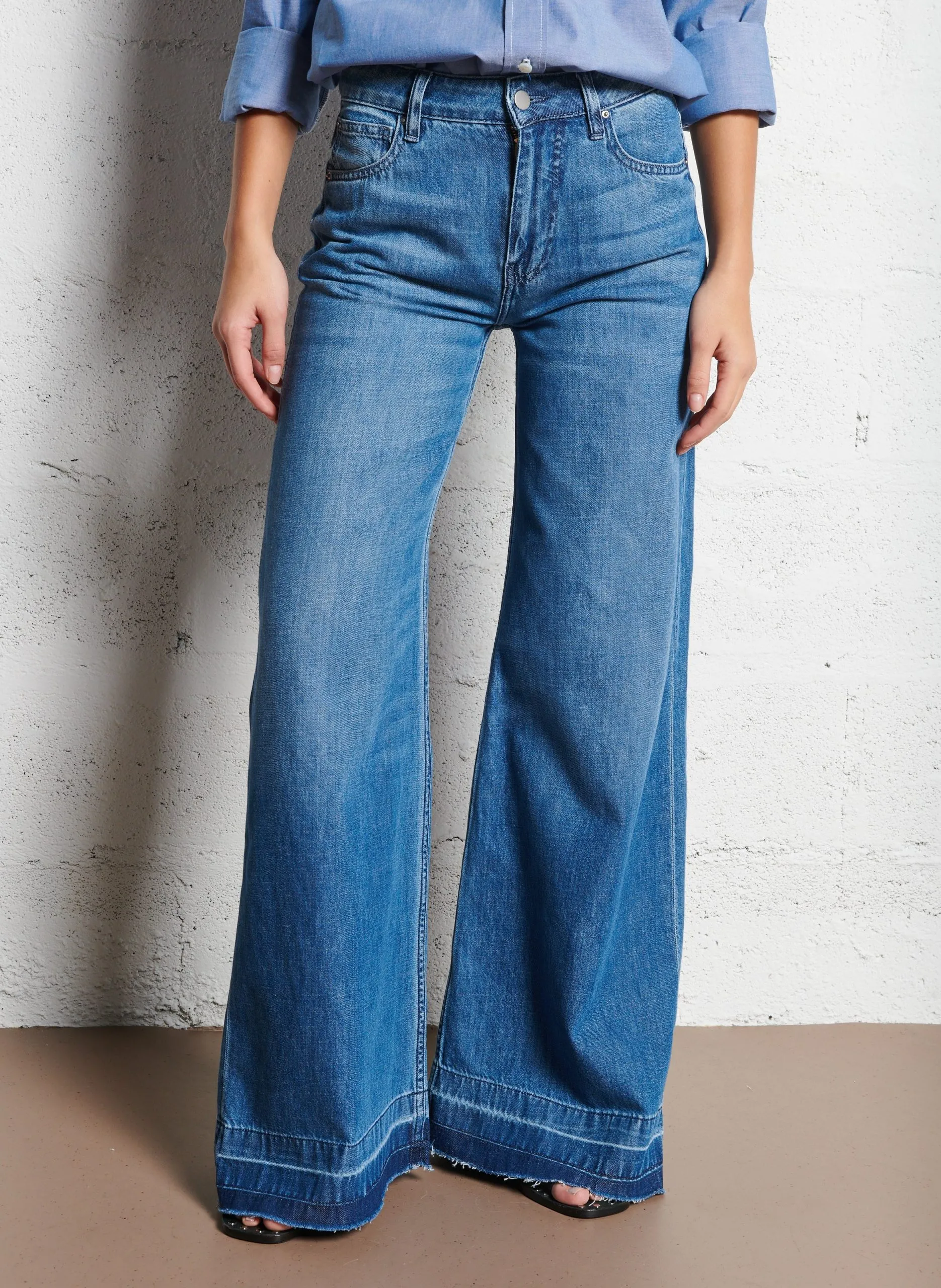 Flared High Waist Jeans aus Baumwolle Blau SOUL