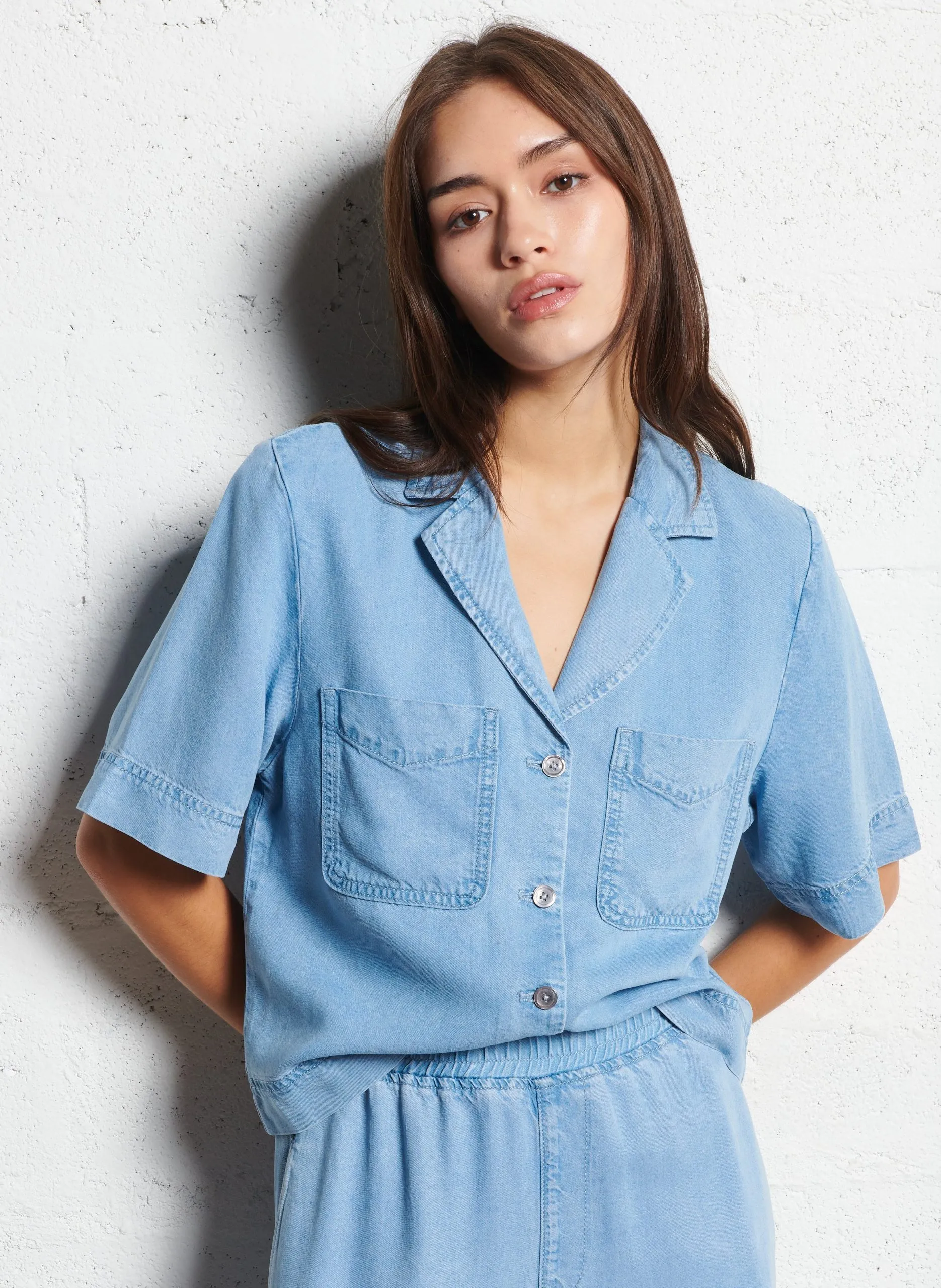 Fließende Jeansbluse Blau LABAN