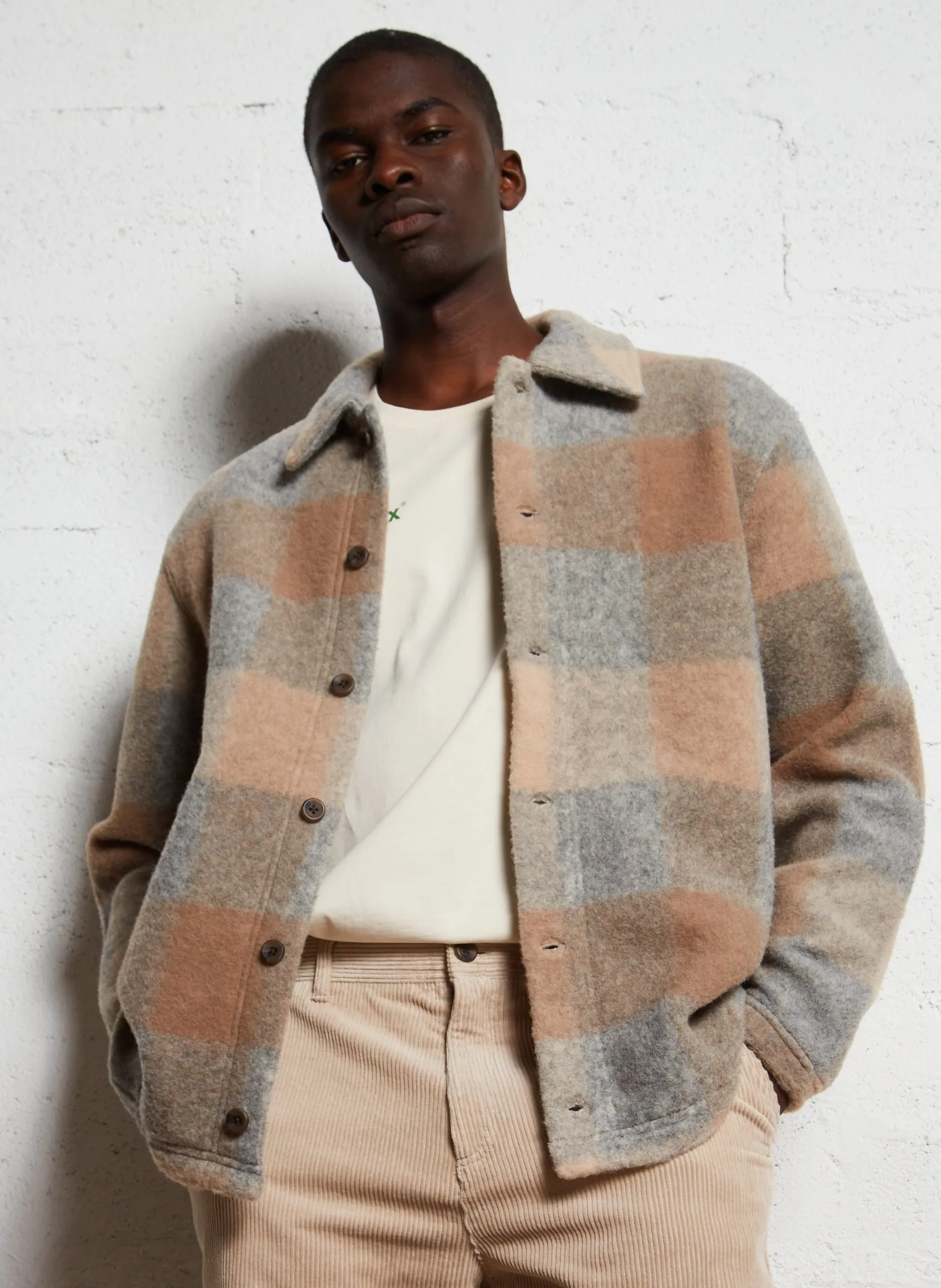 Weite Karo-Überhemd Beige JERMAINE