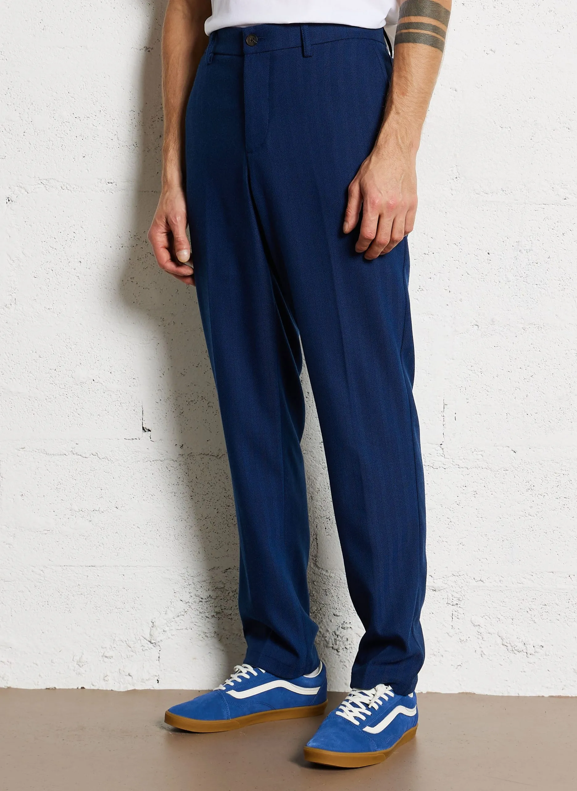 Anzughose mit Fischgrätmuster Blau COMO REG