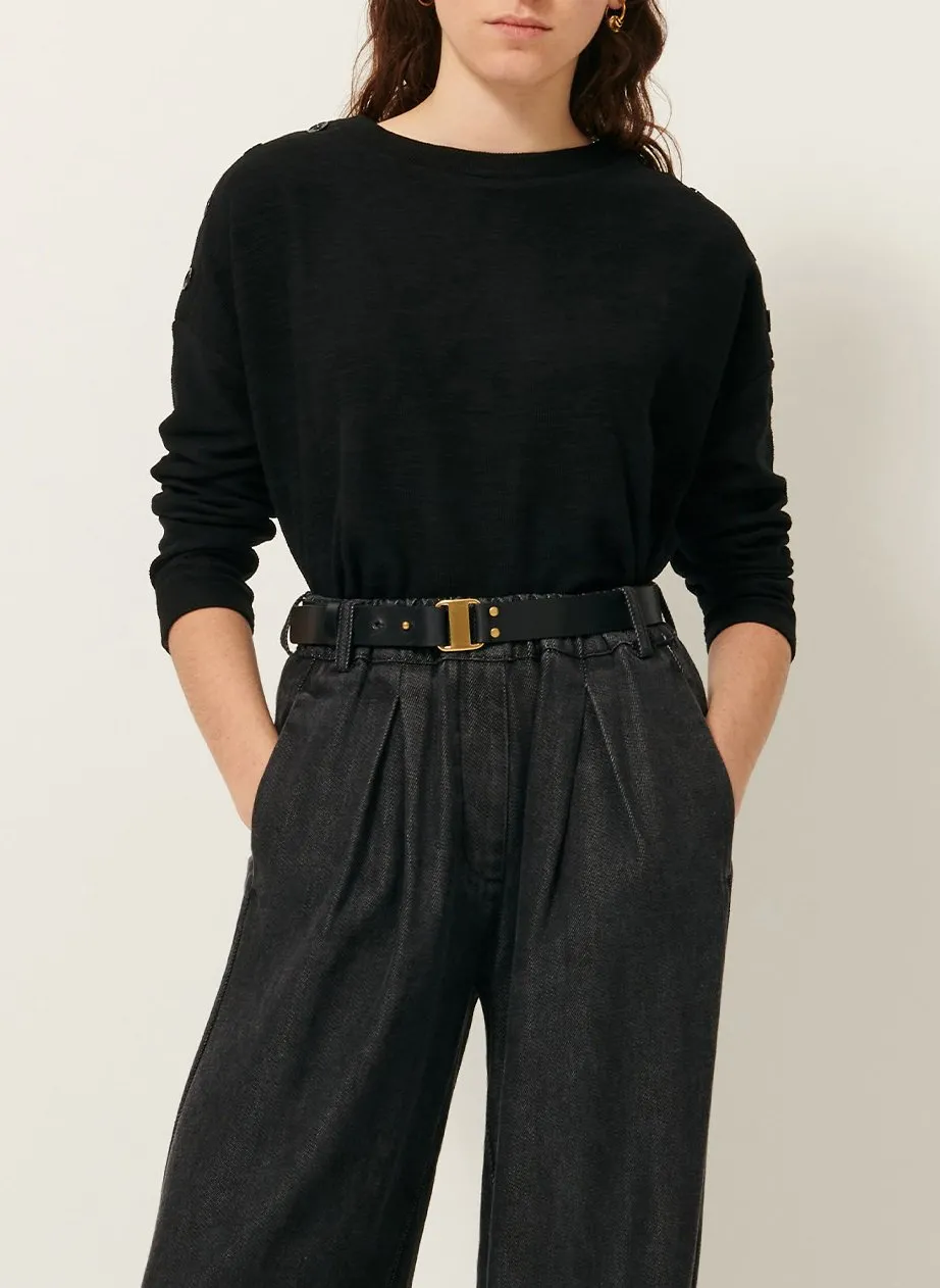 Rundhalspullover aus Baumwoll-Mix Schwarz AUSTIN