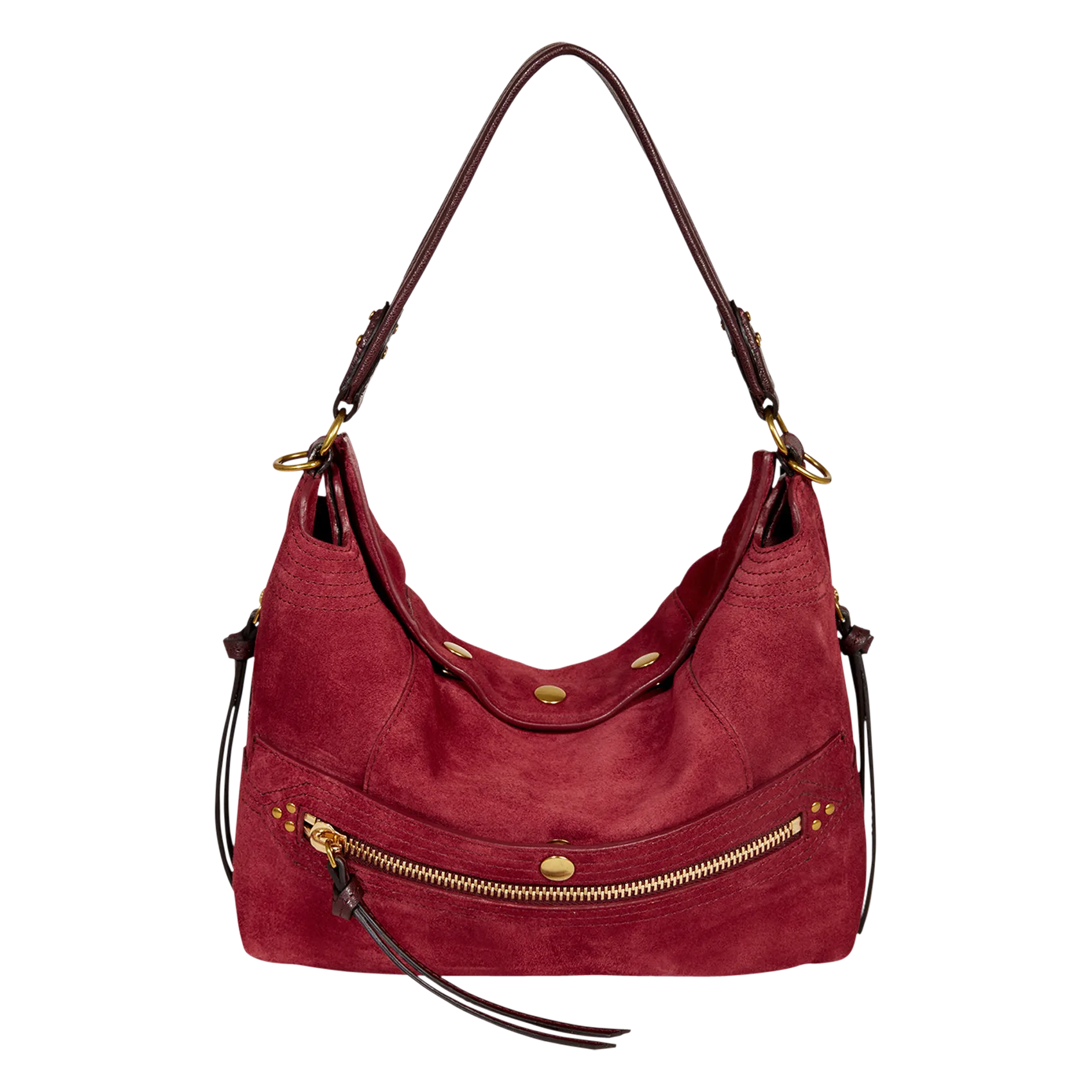 Shopper aus Veloursleder Rot LUCKY