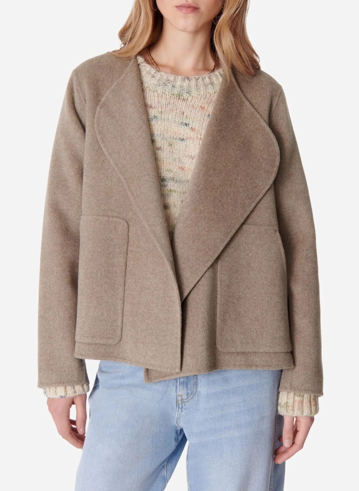 Wollmantel mit doppelseitigem Stoff Braun CHANN