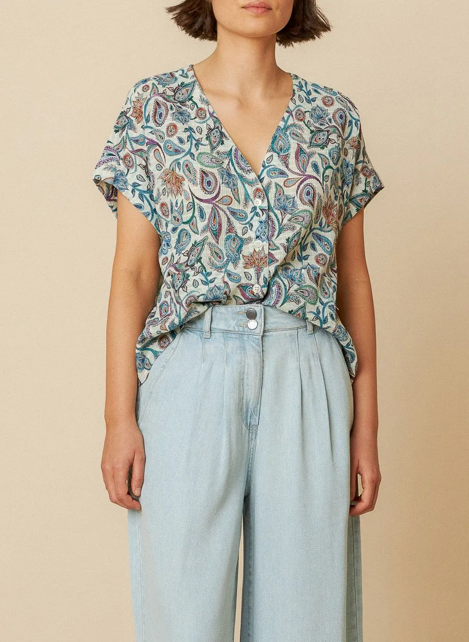 Bedrucktes Top aus Bio-Baumwolle Mehrfarbig