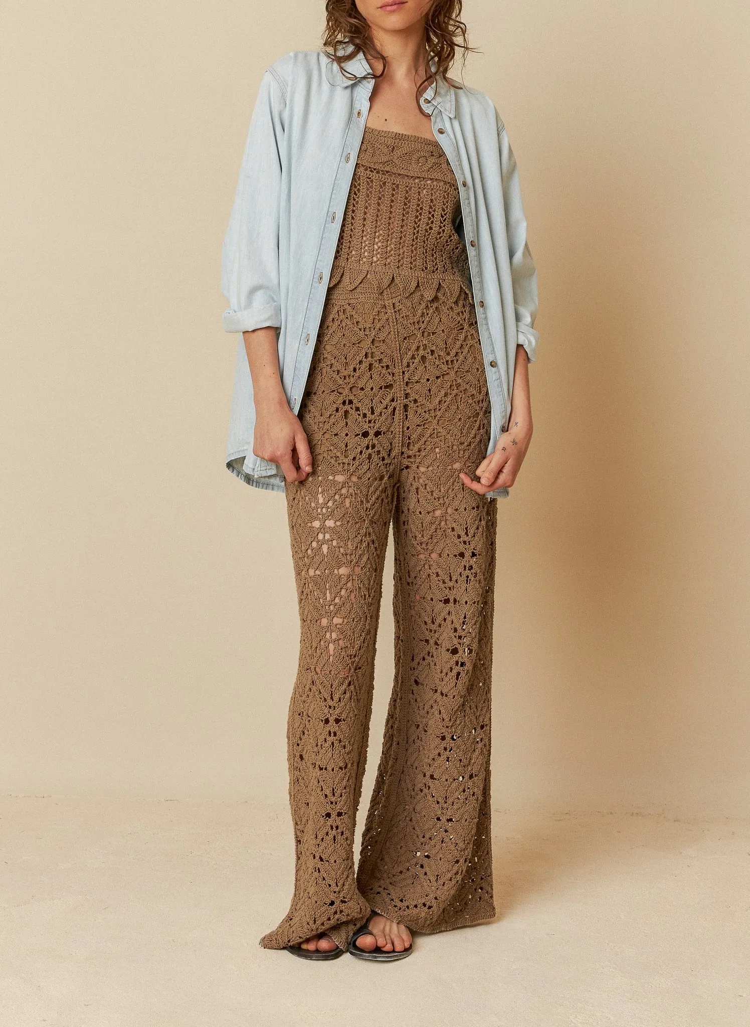 Weites Hemd aus Baumwolldenim Blau