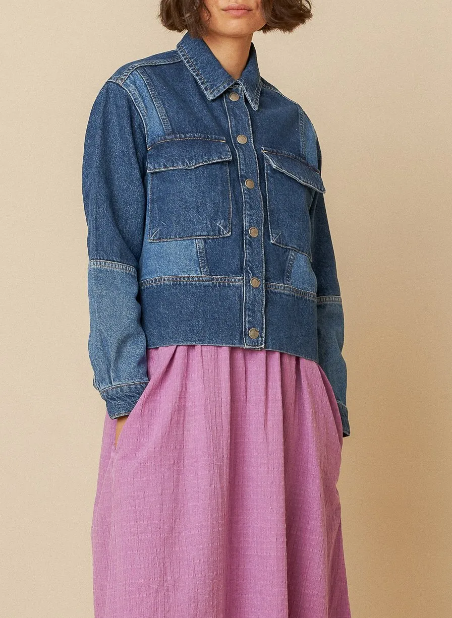 Baumwoll-Blazer Stone-bleached Jeans