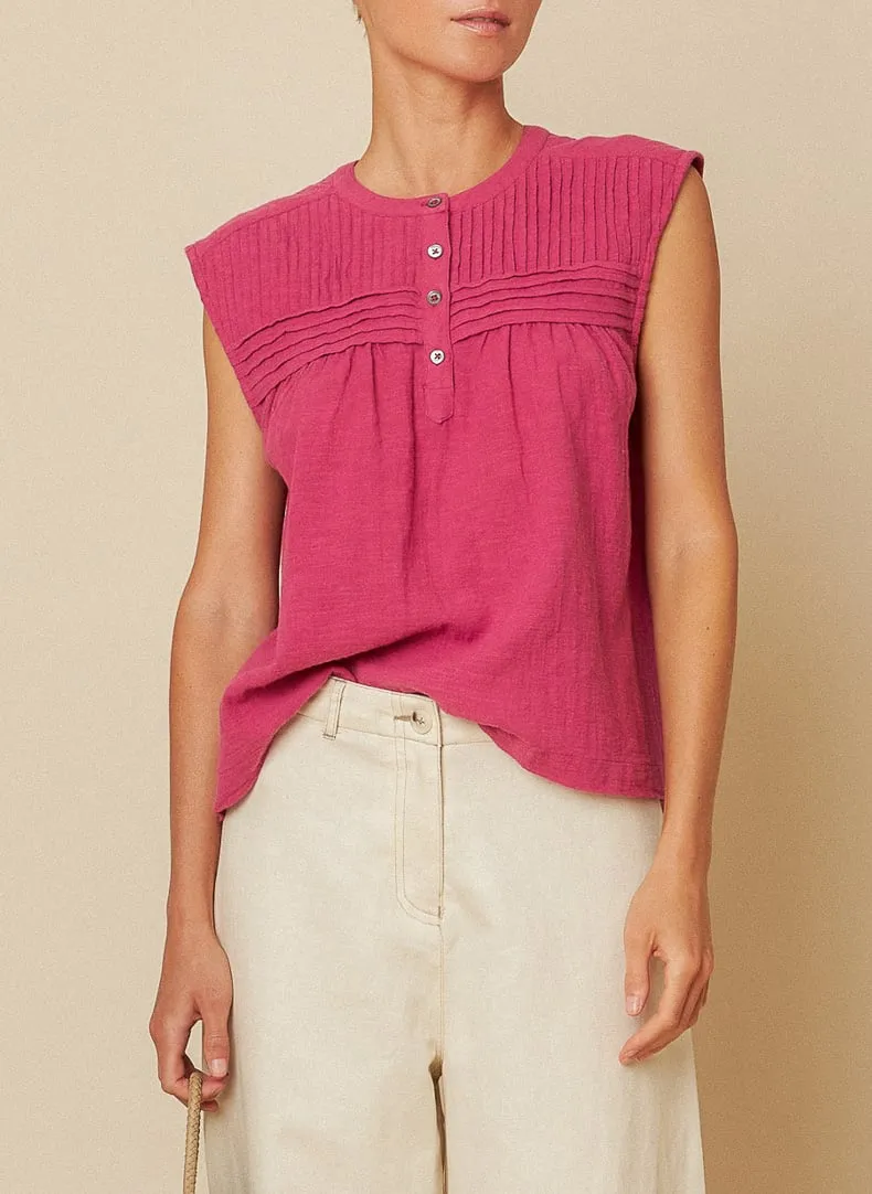 Ärmelloses Top aus Bio-Baumwolle Rot