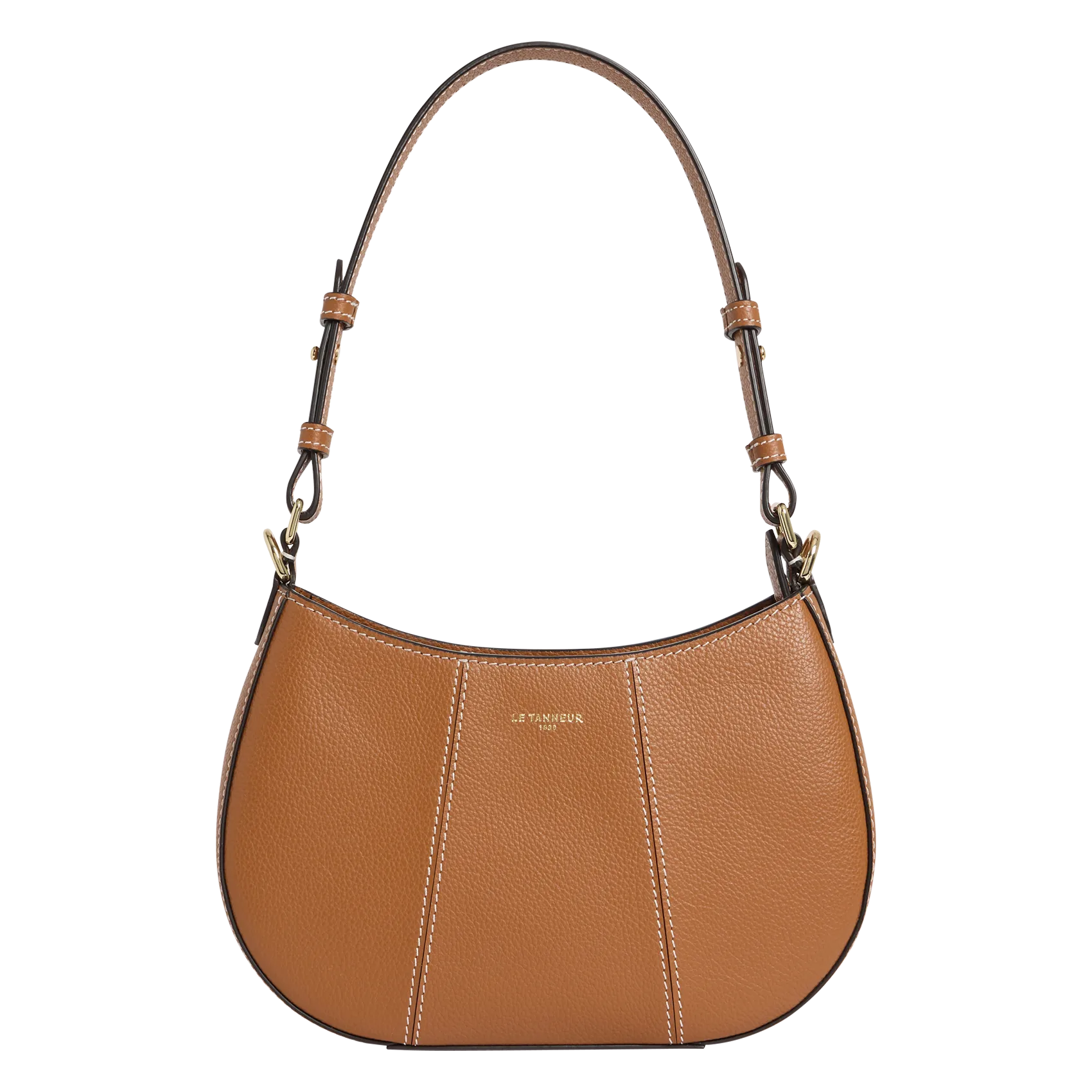 Geschnürte Beuteltasche aus strukturiertem Leder Braun JULIETTE