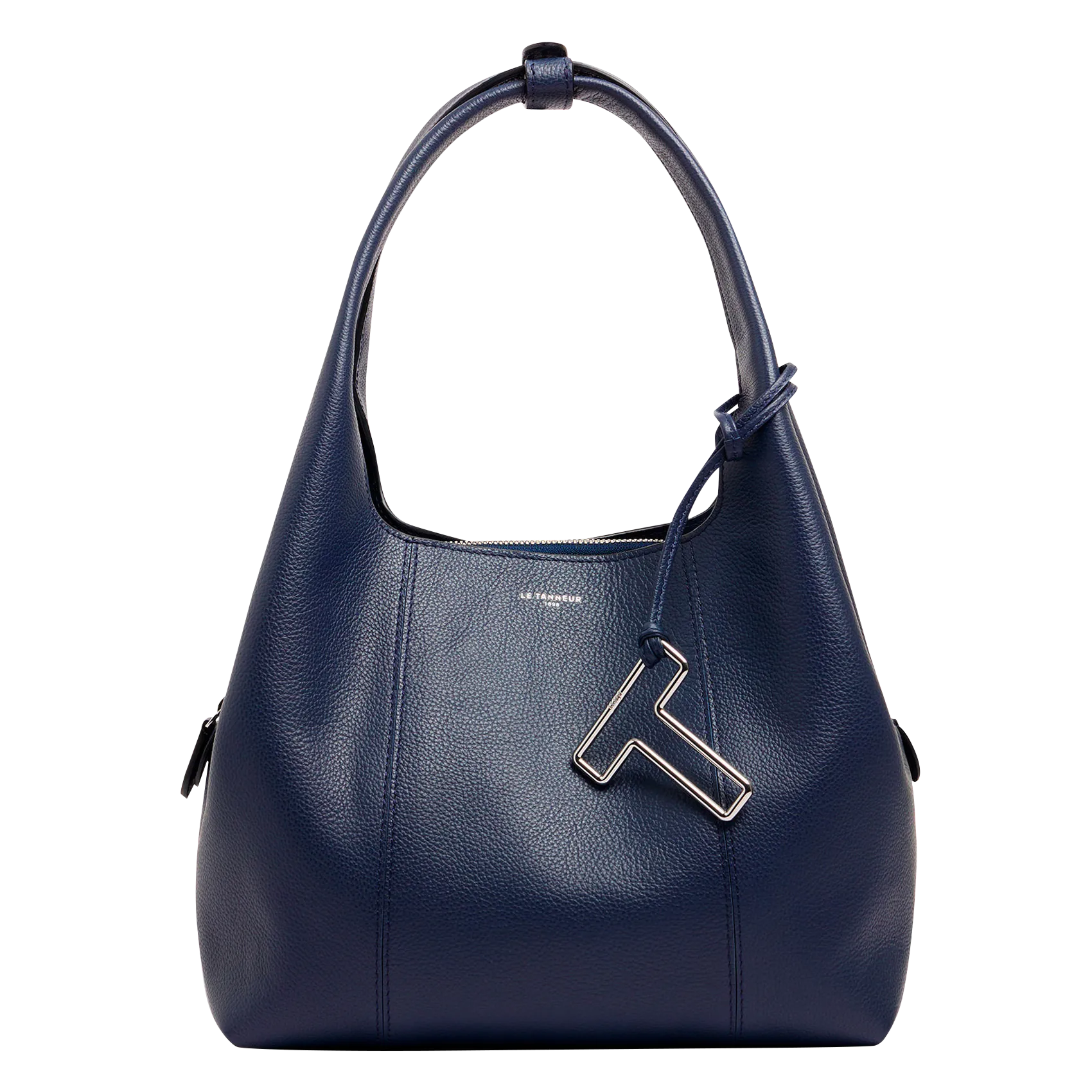 Schultertasche aus genarbtem Leder Blau JULIETTE