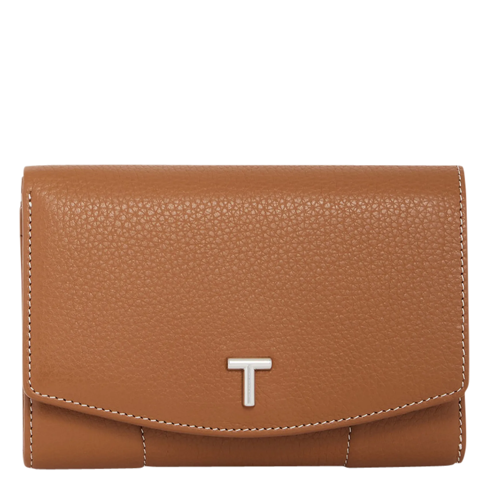 Geldbörse mit Klappverschluss aus genarbtem Leder Braun ROMY