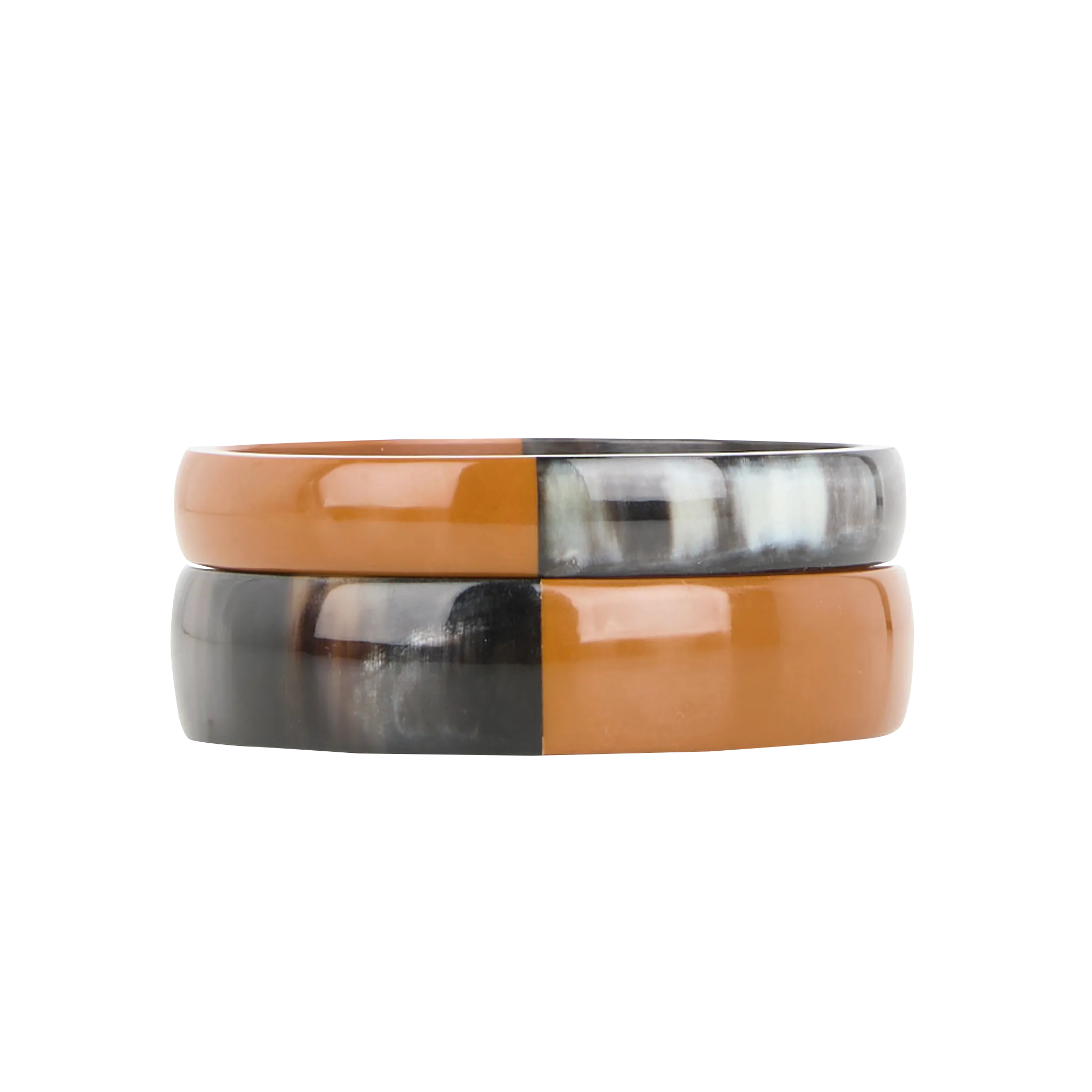 Set aus zwei runden Bicolor-Armreifen Beige MAYSON