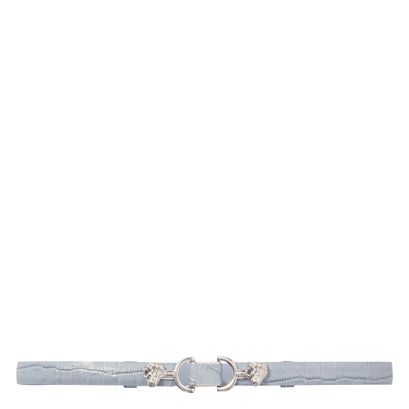 Schmaler Ledergürtel mit Kroko-Prägung Blau