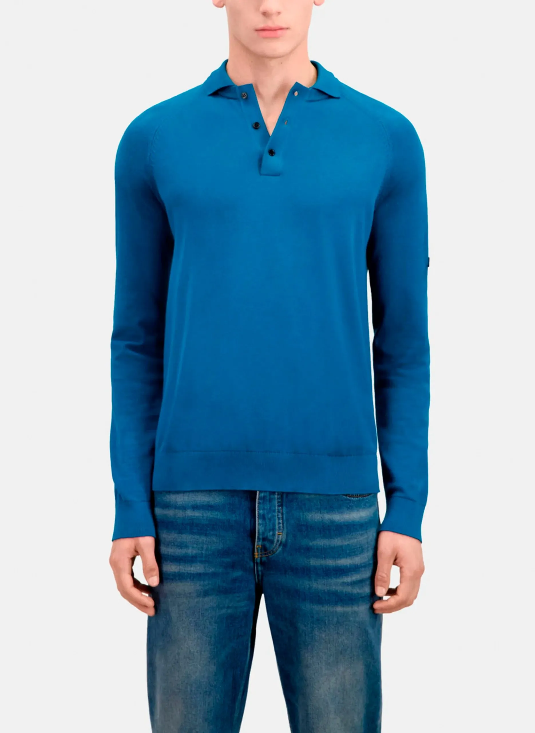 Regular-Fit-Poloshirt mit langen Ärmeln Blau
