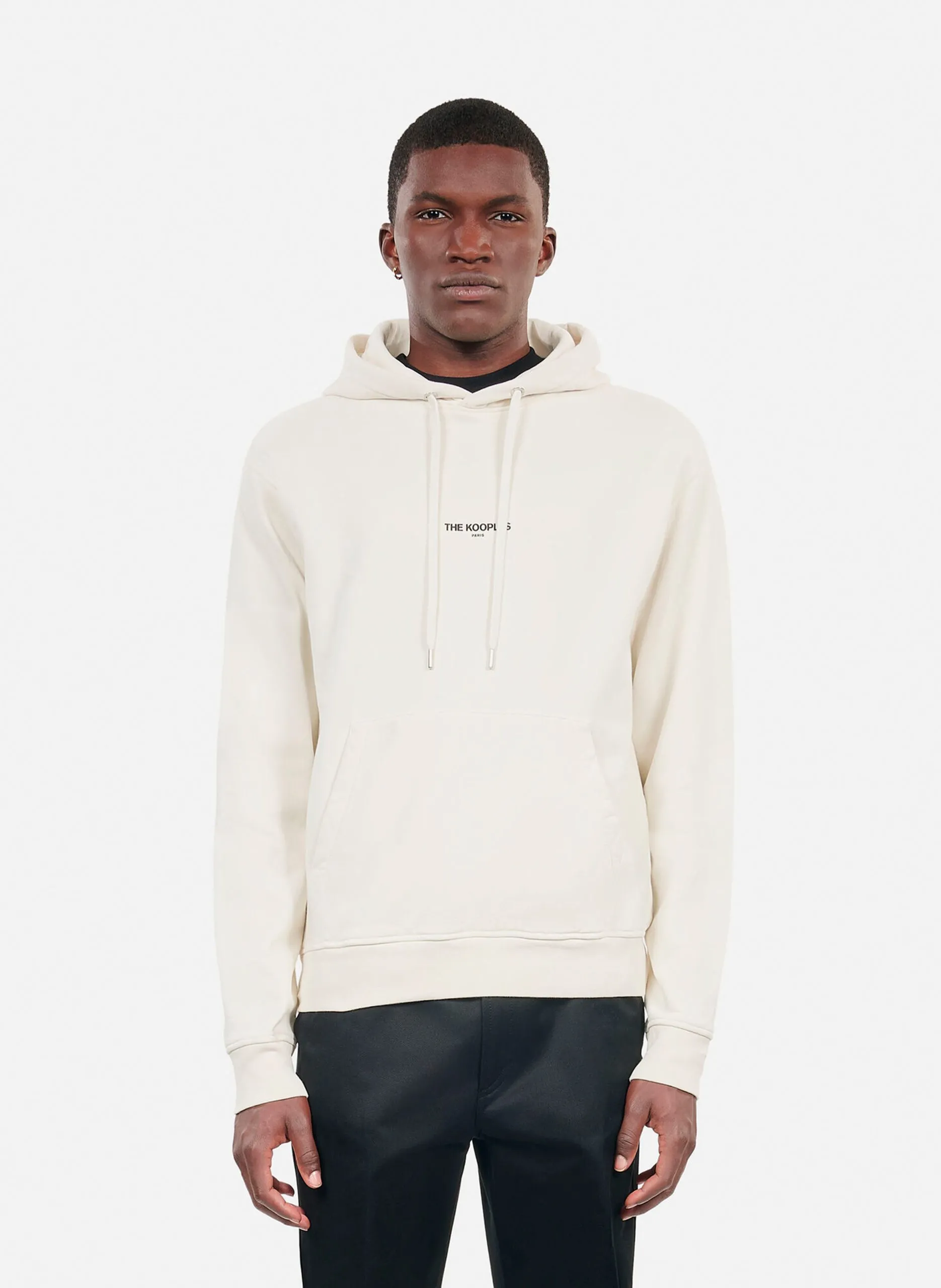 Rundhals-Sweatshirt aus Baumwolle mit Kapuze, Regular Fit Weiss