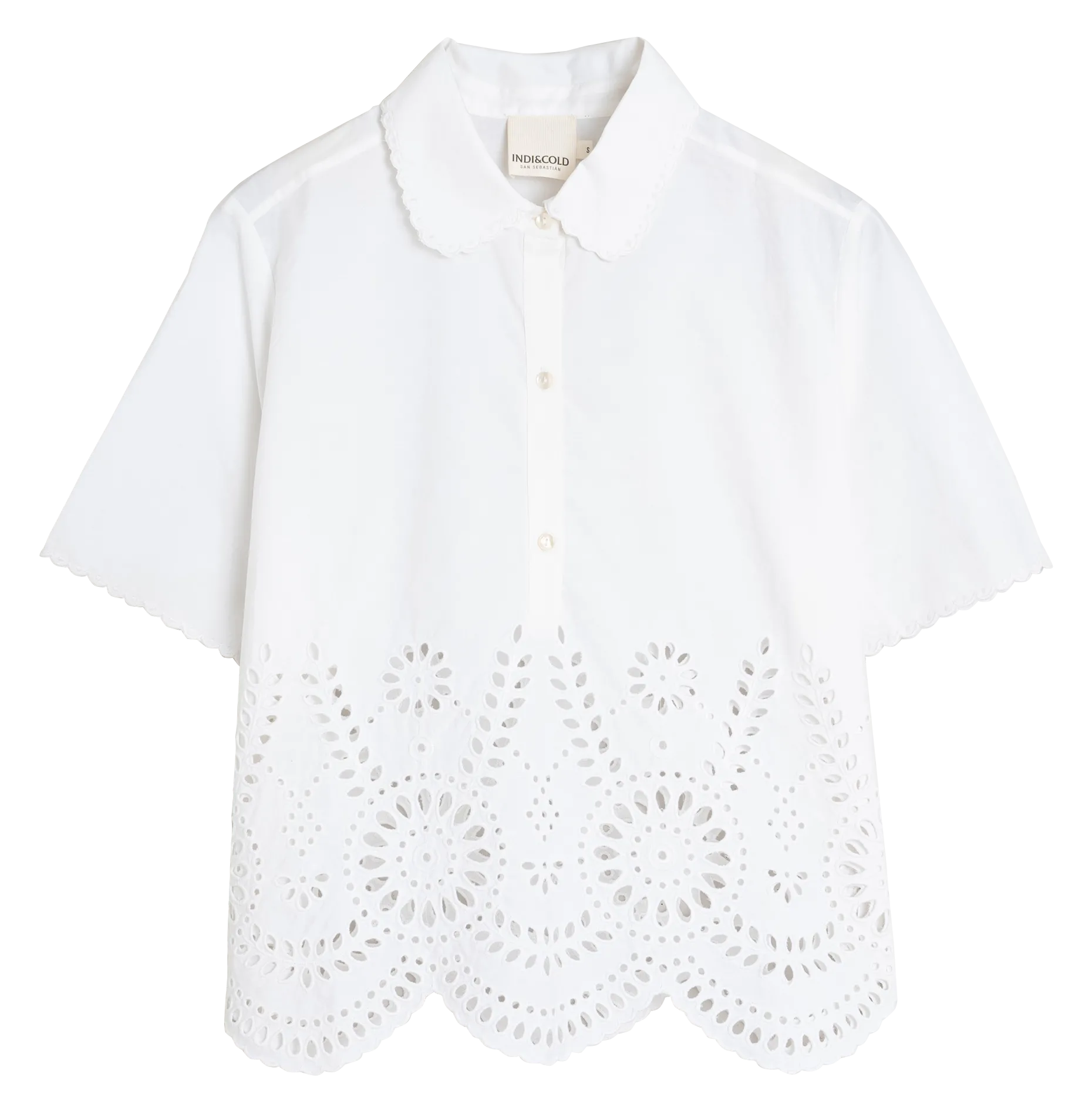 - Bestickte Baumwollbluse Weiss