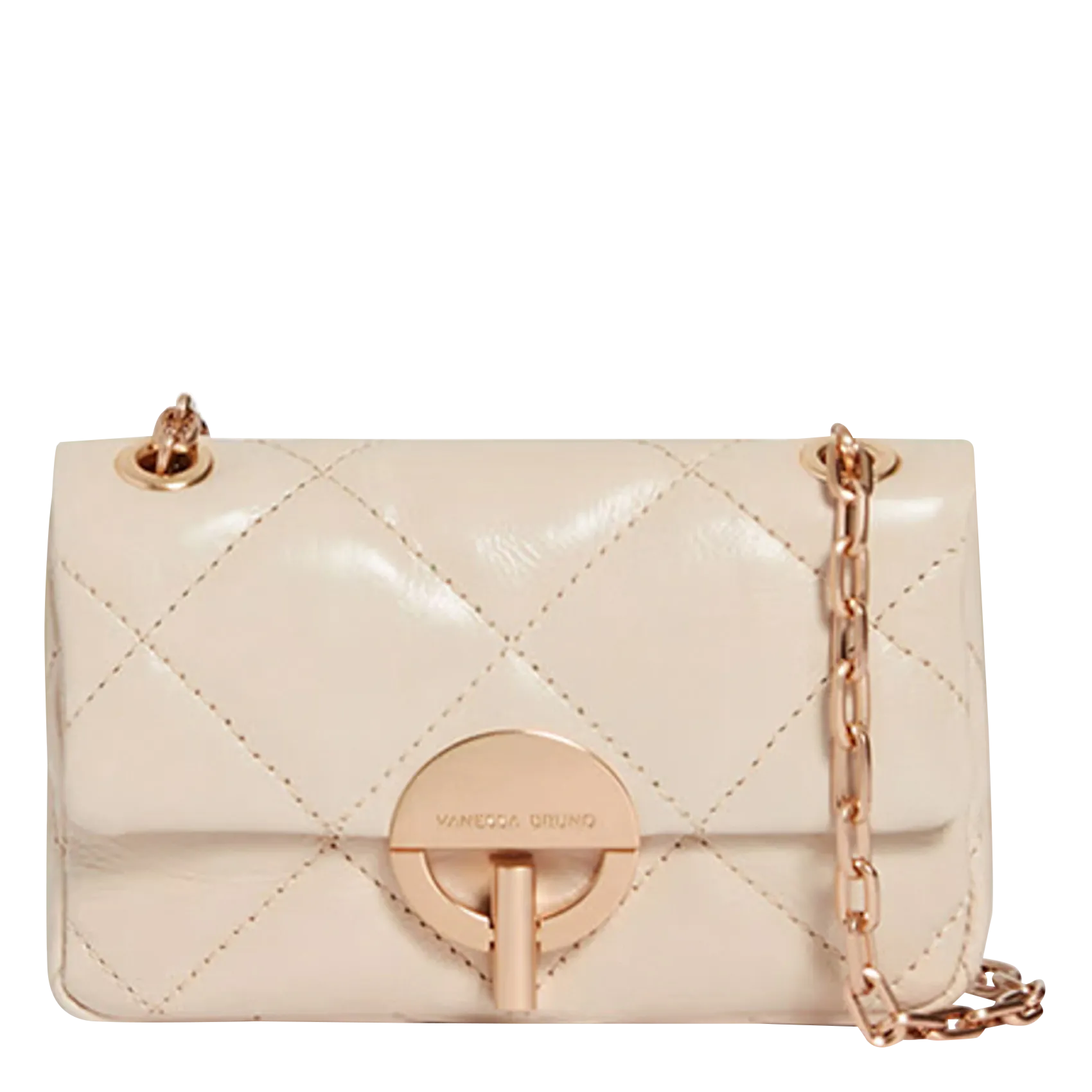 Gesteppte Umhängetasche aus Leder Beige NANO MOON