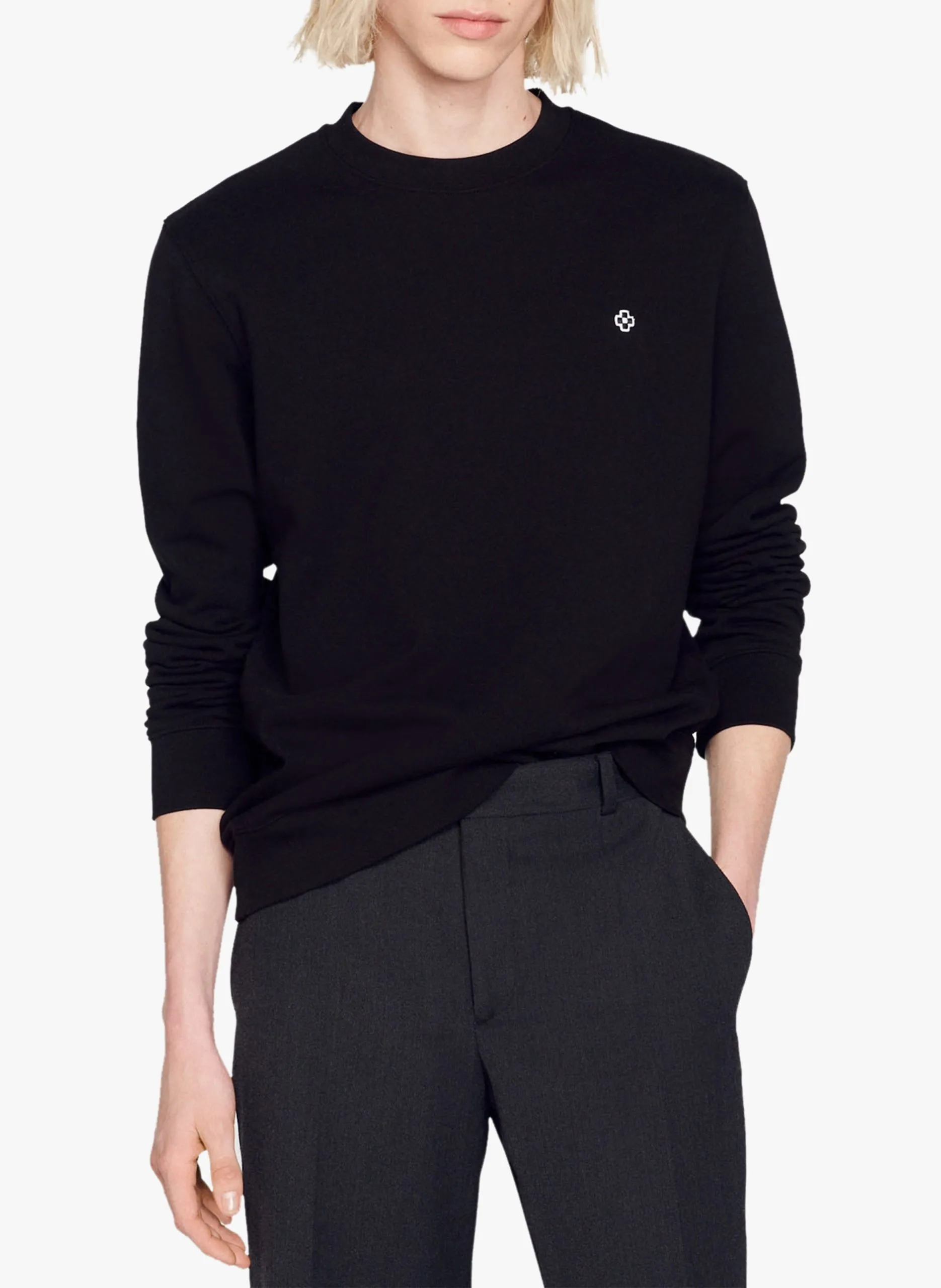 Rundhals-Sweatshirt aus Baumwolle Schwarz