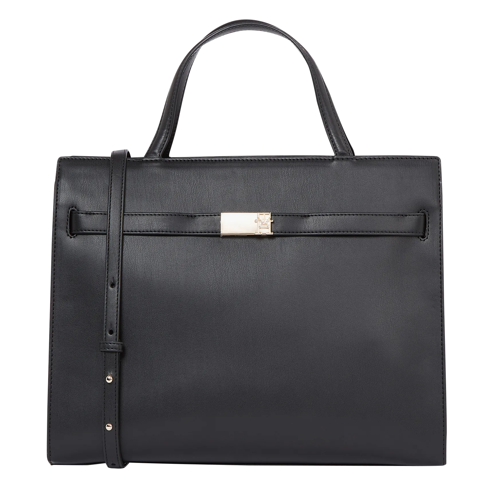 Ledertasche mit Shopper-Effekt Schwarz